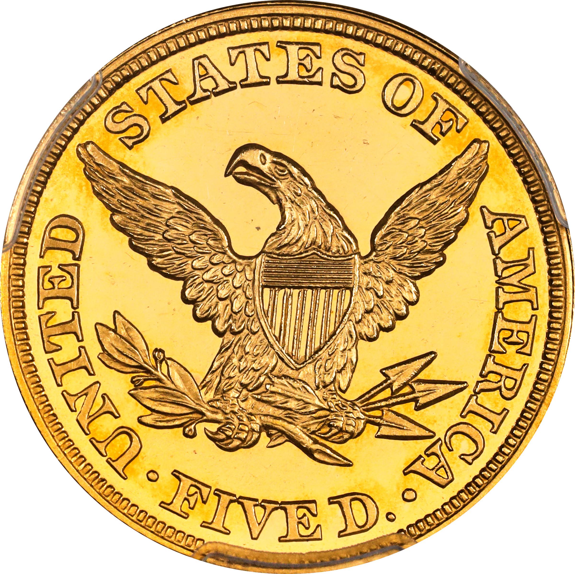 image for: 1863 Liberty Head Half Eagle. JD-1. Rarity-6+. Proof-65 Cameo (PCGS).