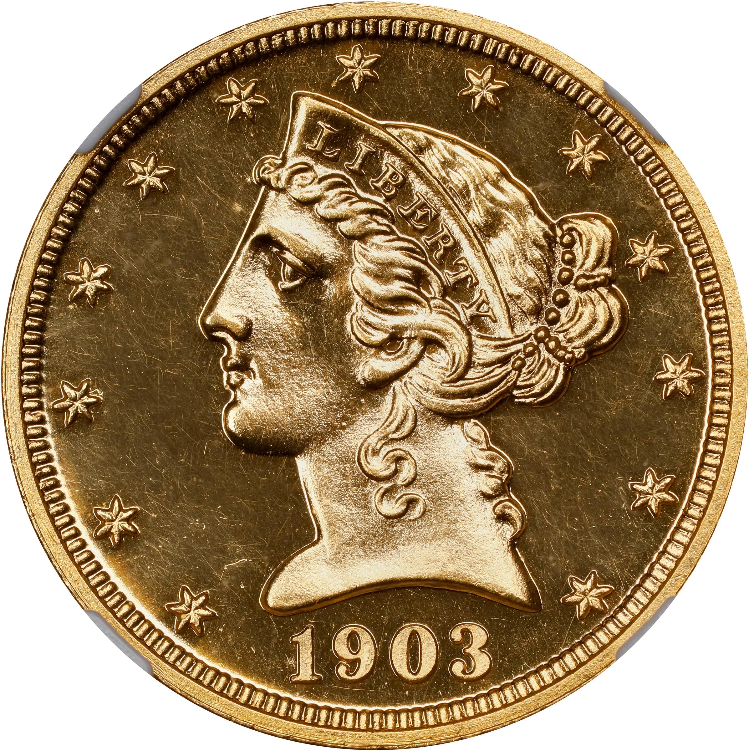 image for: 1903 Liberty Head Half Eagle. JD-1. Rarity-4. Proof-64 (PCGS).