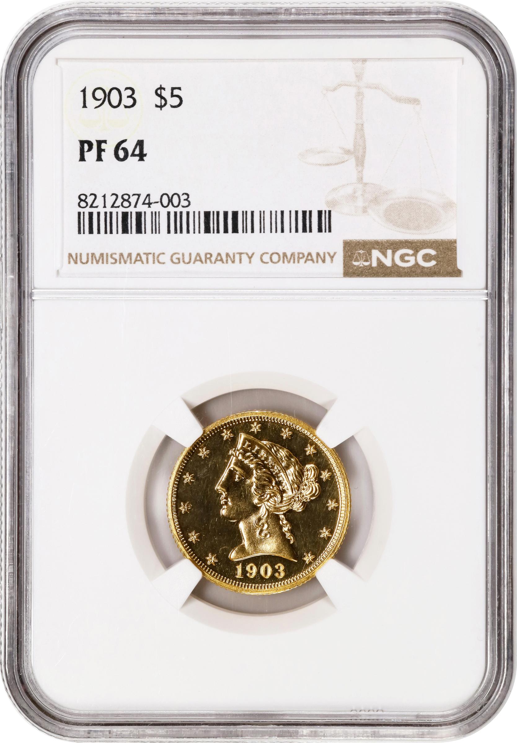 image for: 1903 Liberty Head Half Eagle. JD-1. Rarity-4. Proof-64 (PCGS).