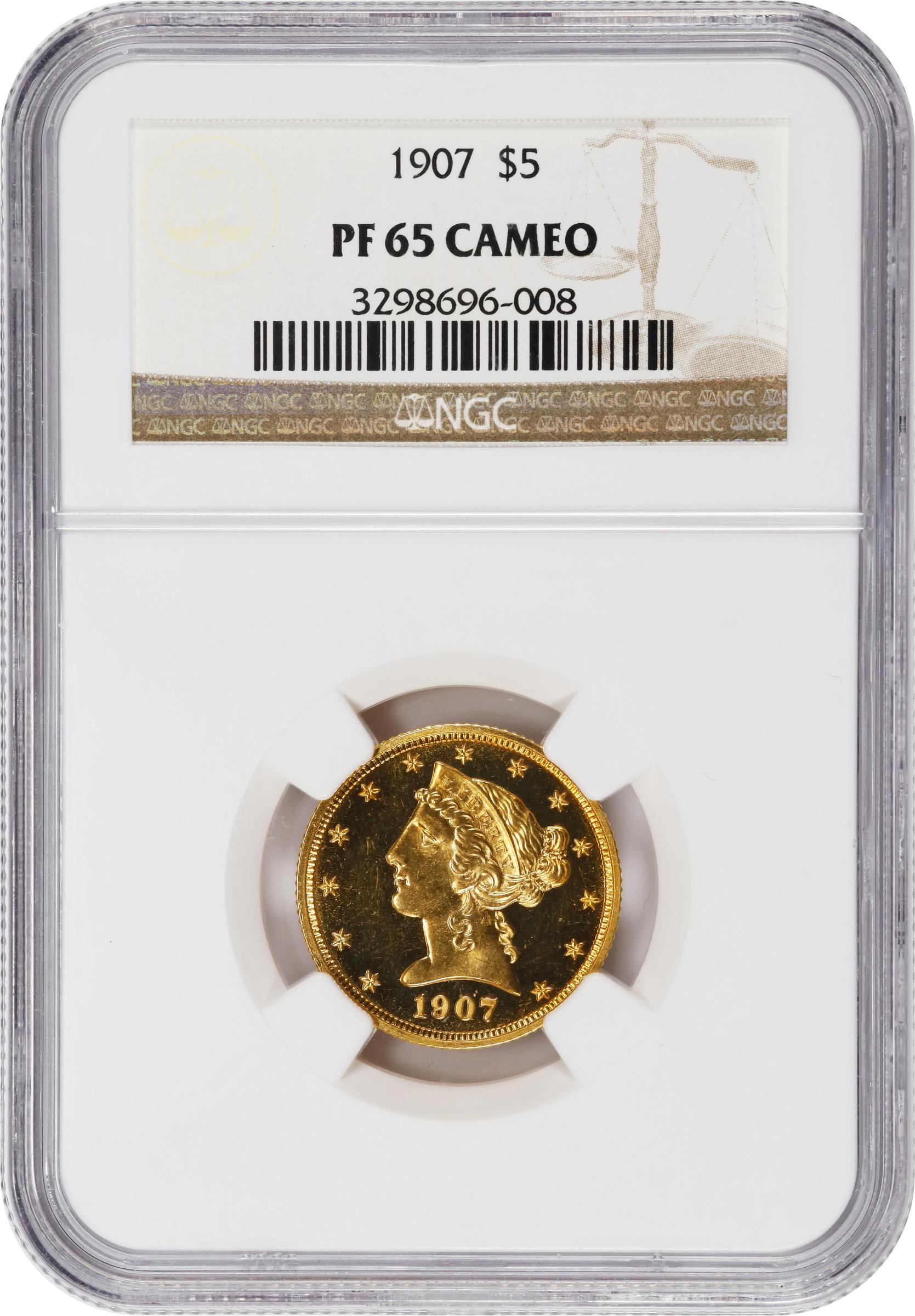 image for: 1907 Liberty Head Half Eagle. JD-1. Rarity-5-. Proof-65 Cameo (NGC). With NGC Photo Proof.