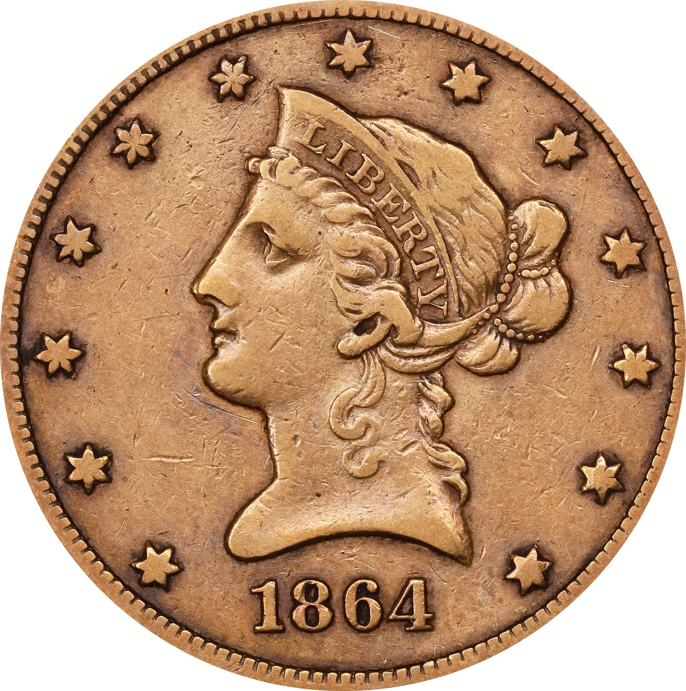 image for: 1864-S Liberty Head Eagle. VF-30 (PCGS).