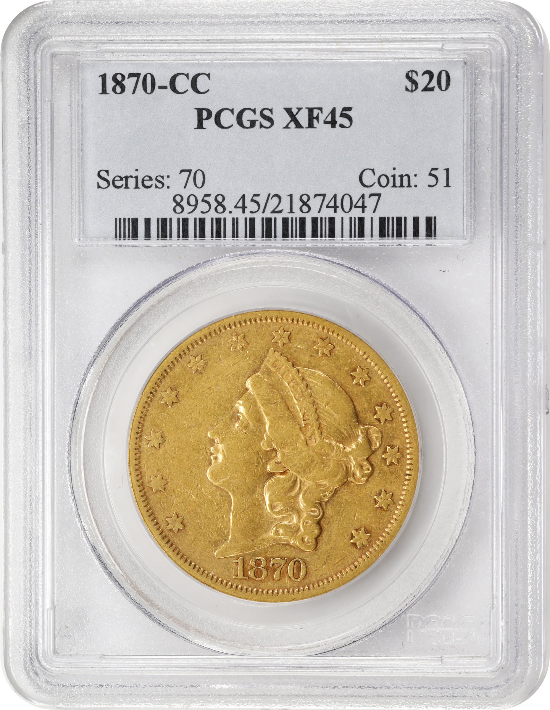 image for: 1870-CC Liberty Head Double Eagle. EF-45 (PCGS).