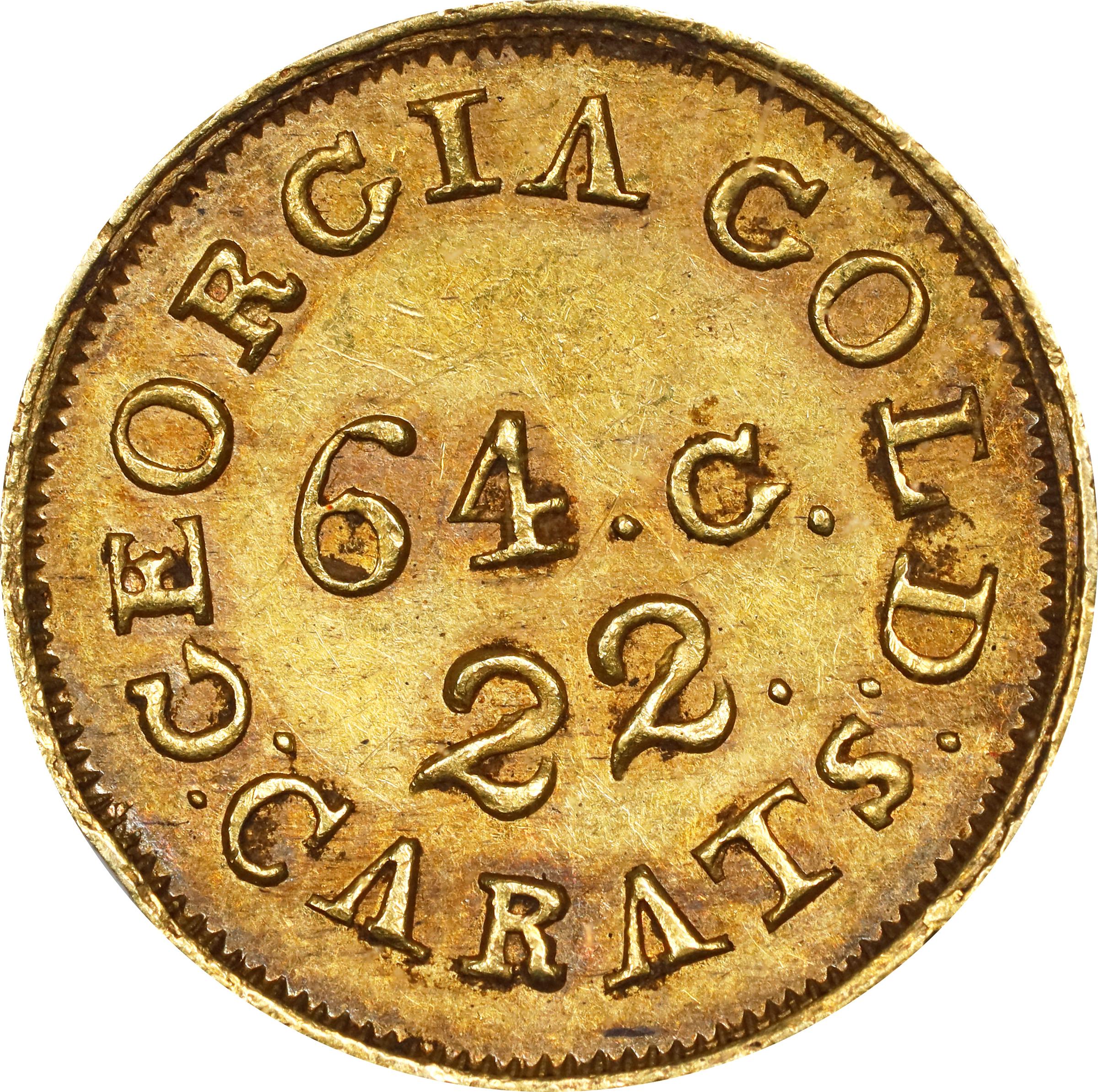 image for: Undated (1837-1842) Christopher Bechtler $2.50. K-11. Rarity-5+. 64.G., 22 CARATS, Uneven 22. AU-53 (PCGS). Gold CAC. CMQ-X.