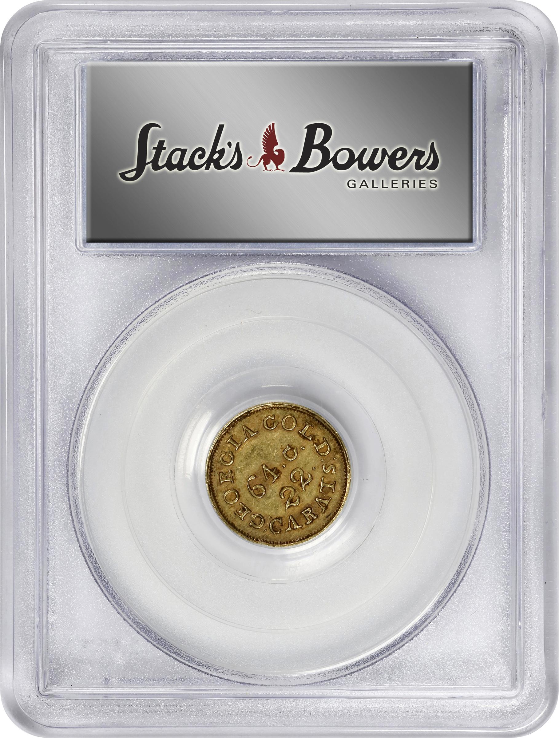 image for: Undated (1837-1842) Christopher Bechtler $2.50. K-11. Rarity-5+. 64.G., 22 CARATS, Uneven 22. AU-53 (PCGS). Gold CAC. CMQ-X.