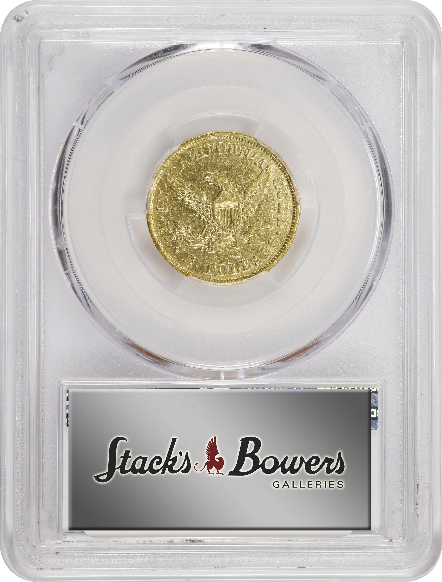 image for: 1852 Wass, Molitor & Co. $5. K-1. Rarity-6+. Small Head. AU-55 (PCGS).