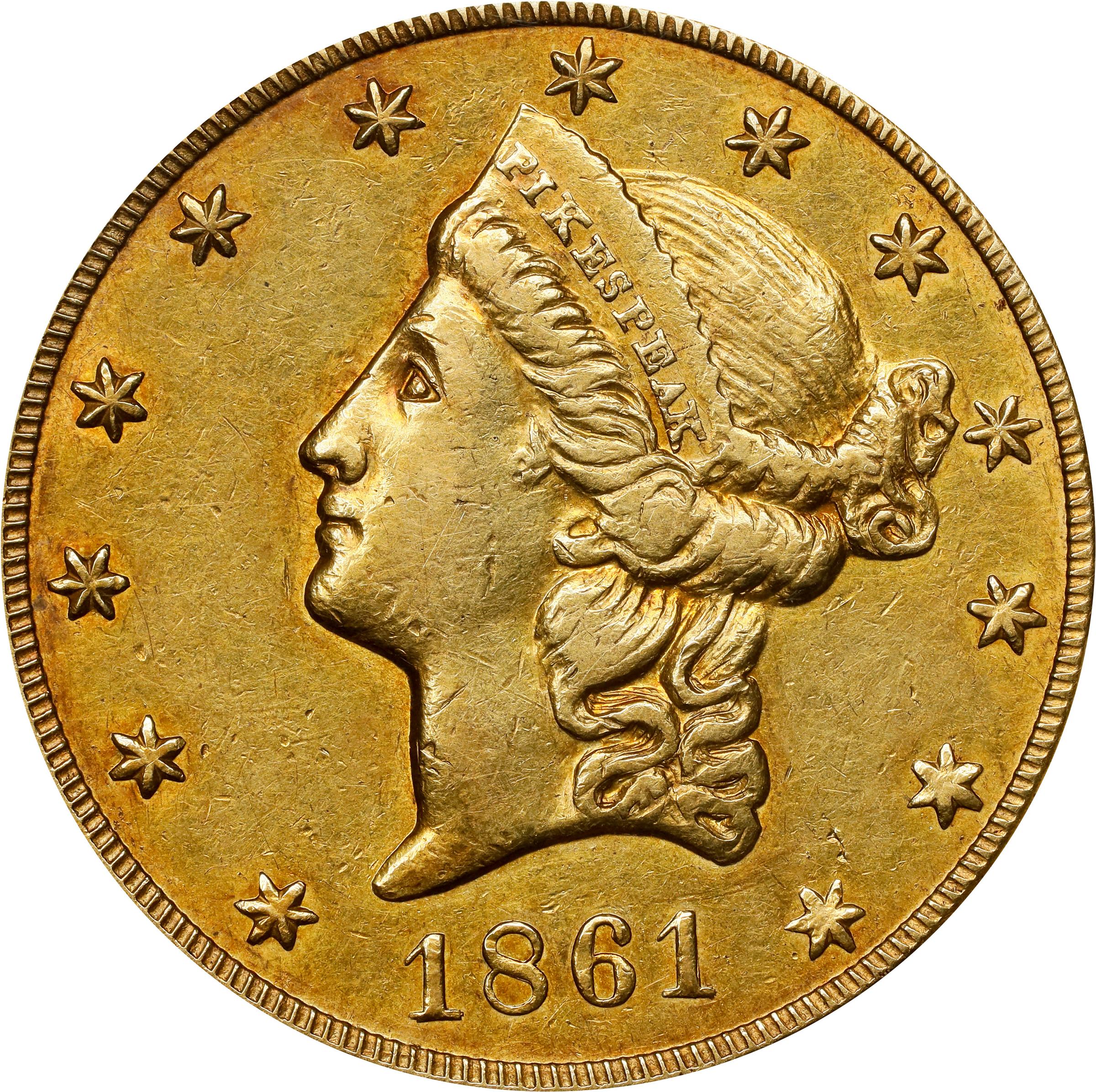 image for: 1861 Clark, Gruber & Co. $20. K-8. Rarity-6. AU-50 (PCGS).