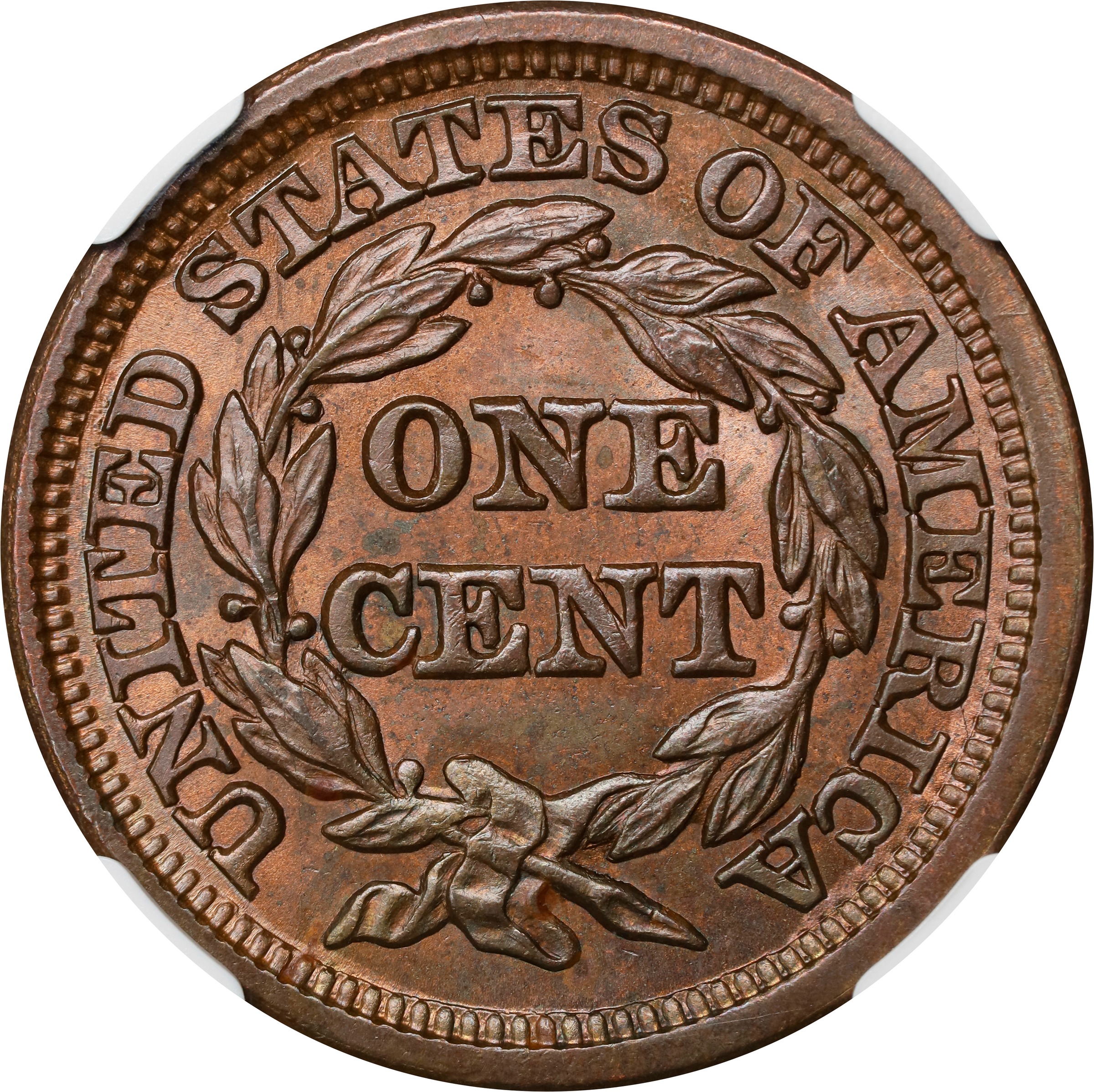 image for: 1847 Braided Hair Cent. N-4. Rarity-3. MS-65 BN (NGC).