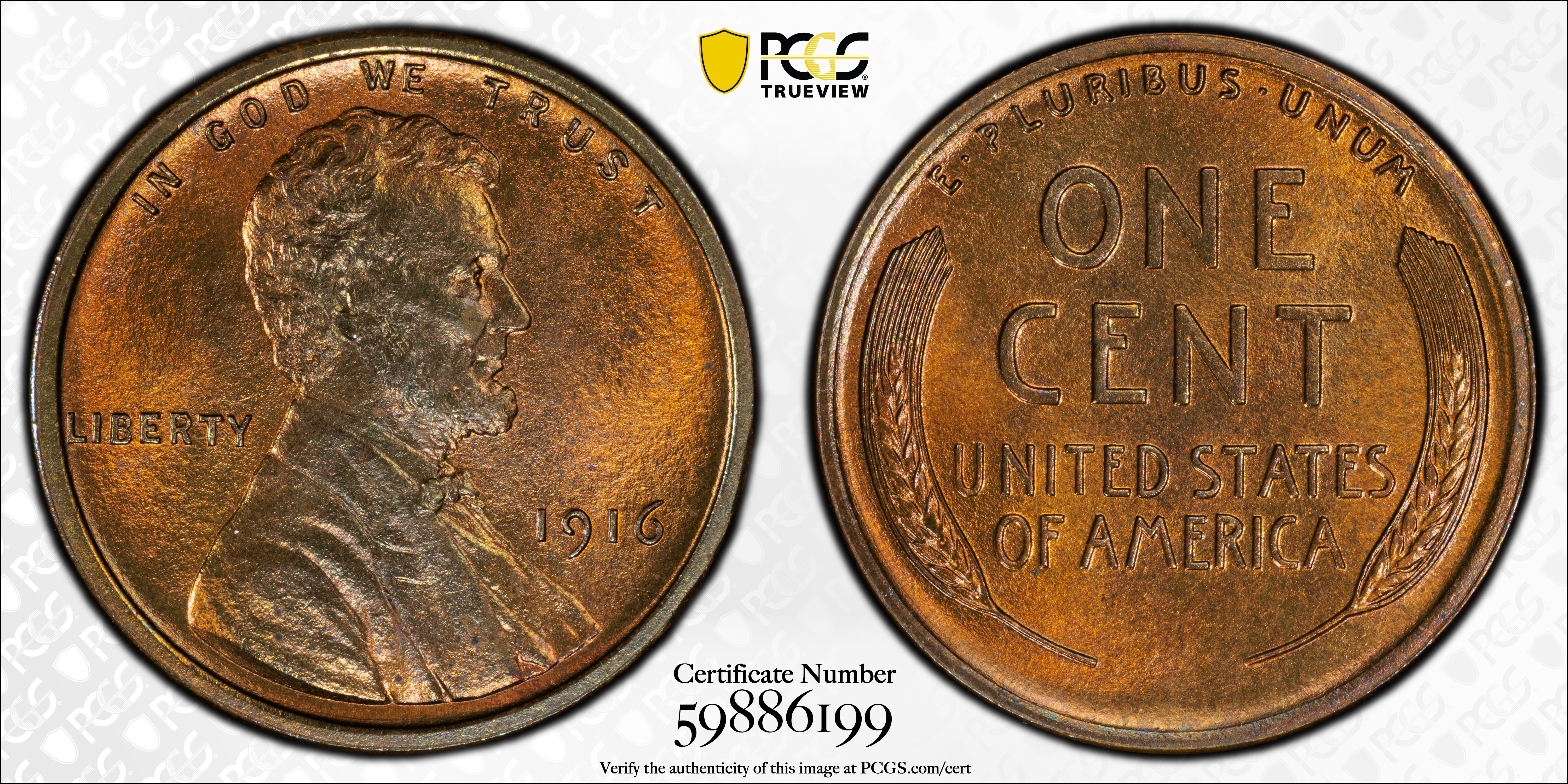 image for: 1916 Lincoln Cent. Proof-66+ BN (PCGS).