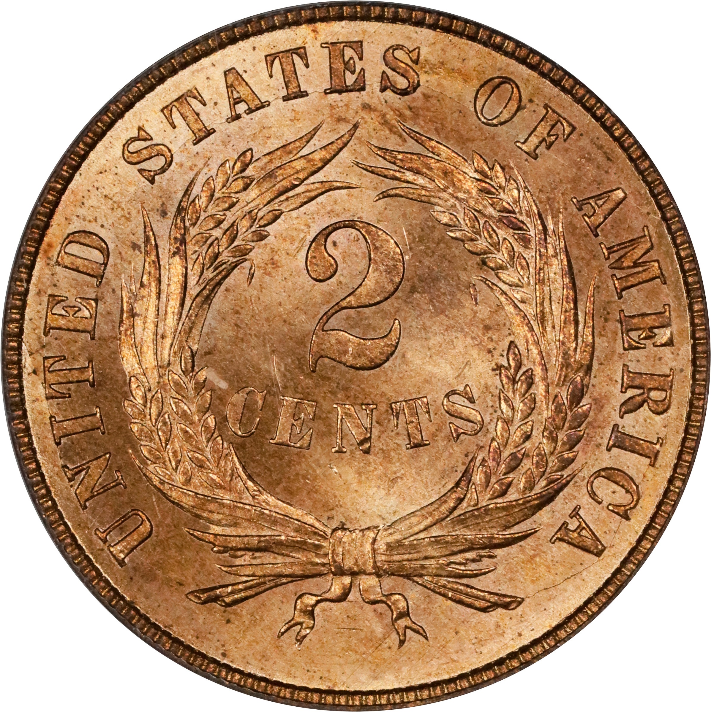 image for: 1870 Two-Cent Piece. MS-64 RD (PCGS). CAC. OGH.