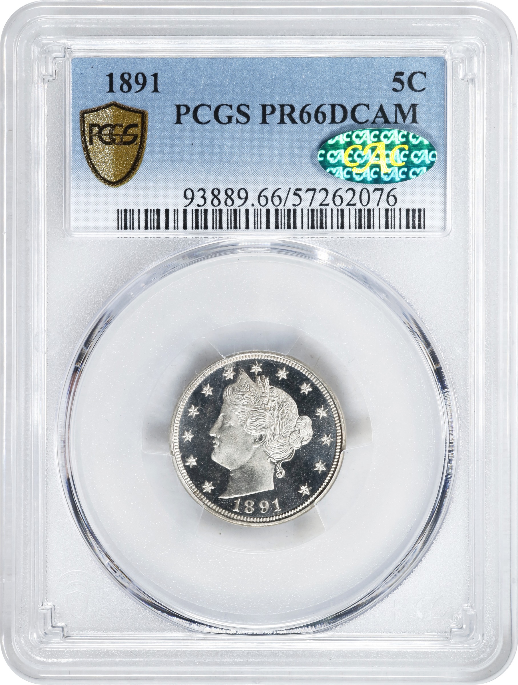 image for: 1891 Liberty Head Nickel. JD-1. Rarity-3-. Proof-66 Deep Cameo (PCGS). CAC.