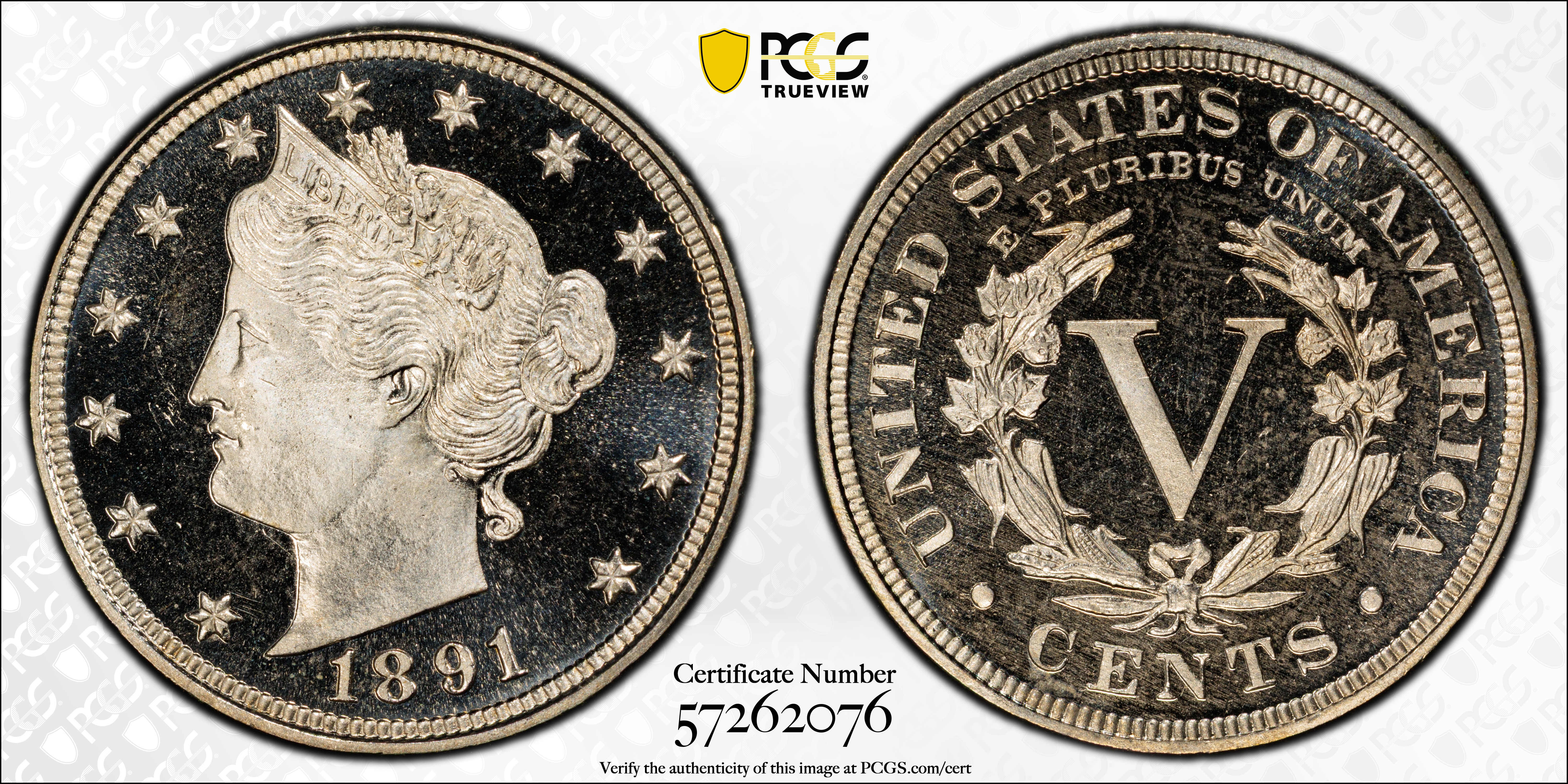 image for: 1891 Liberty Head Nickel. JD-1. Rarity-3-. Proof-66 Deep Cameo (PCGS). CAC.