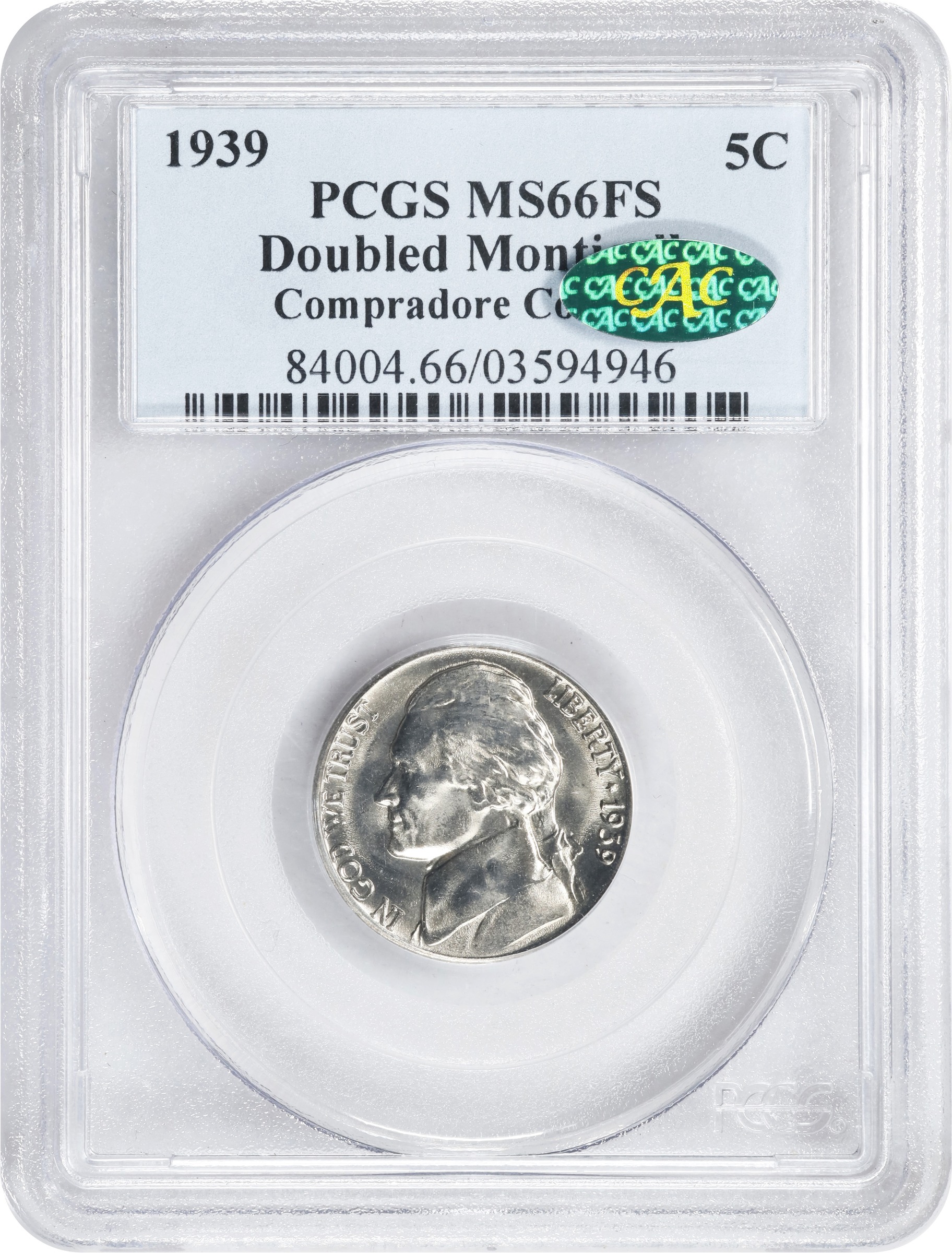 image for: 1939 Jefferson Nickel. FS-801. Doubled Die Reverse, Doubled Monticello. MS-66 FS (PCGS). CAC.