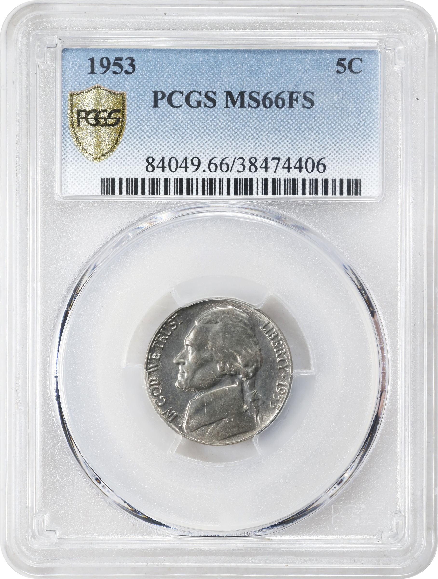 image for: 1953 Jefferson Nickel. MS-66 FS (PCGS).