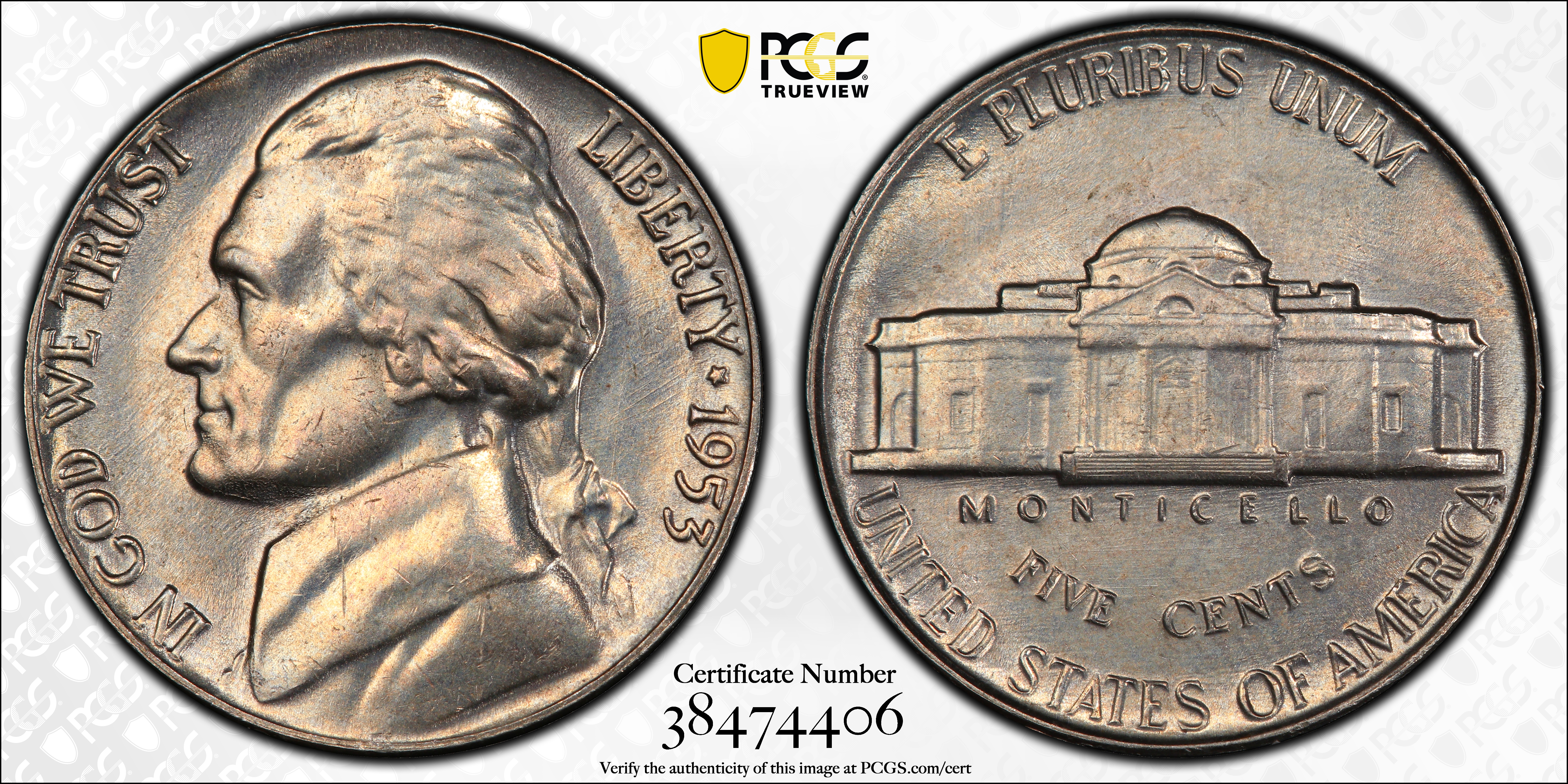 image for: 1953 Jefferson Nickel. MS-66 FS (PCGS).