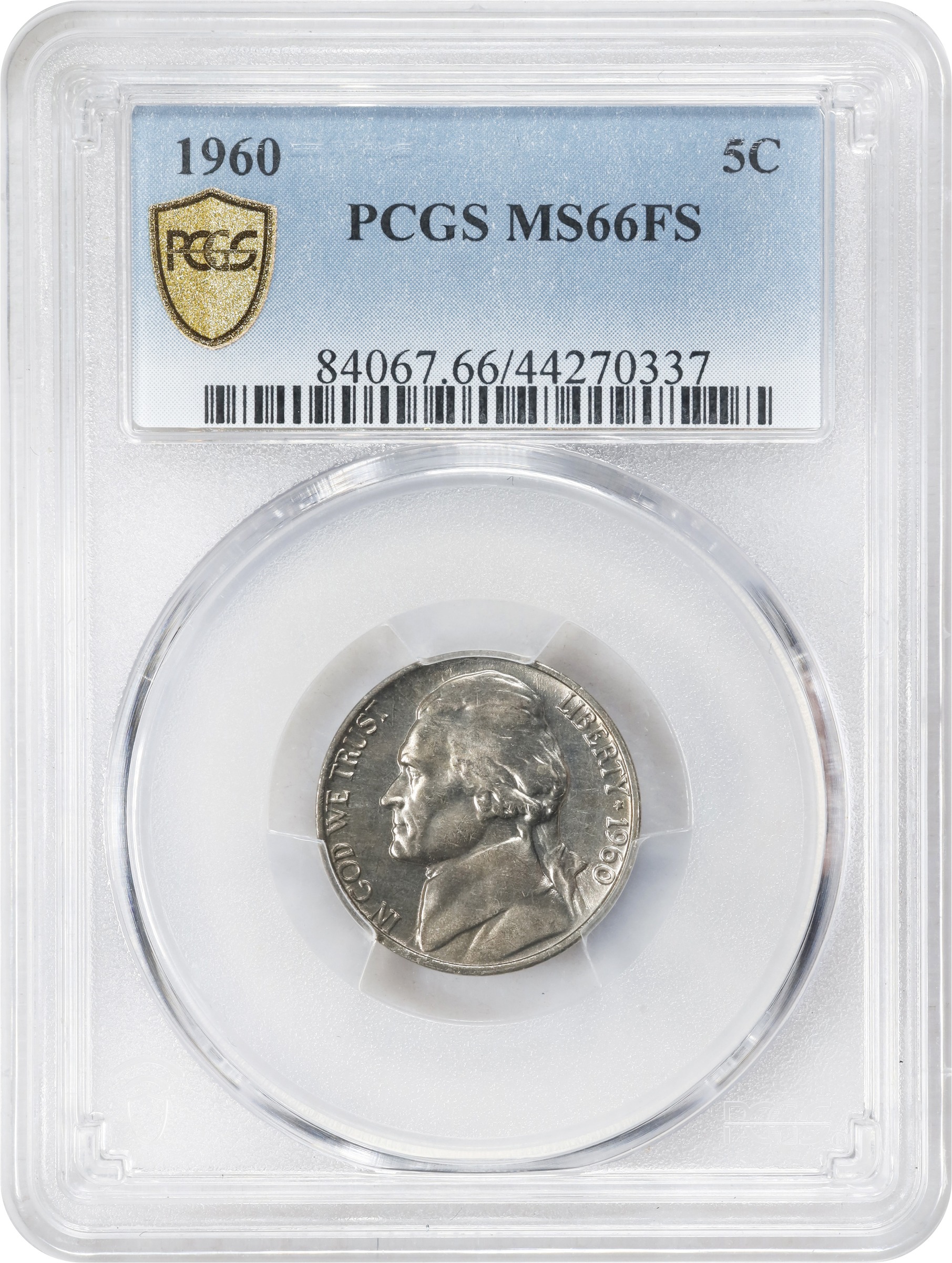 image for: 1960 Jefferson Nickel. MS-66 FS (PCGS).