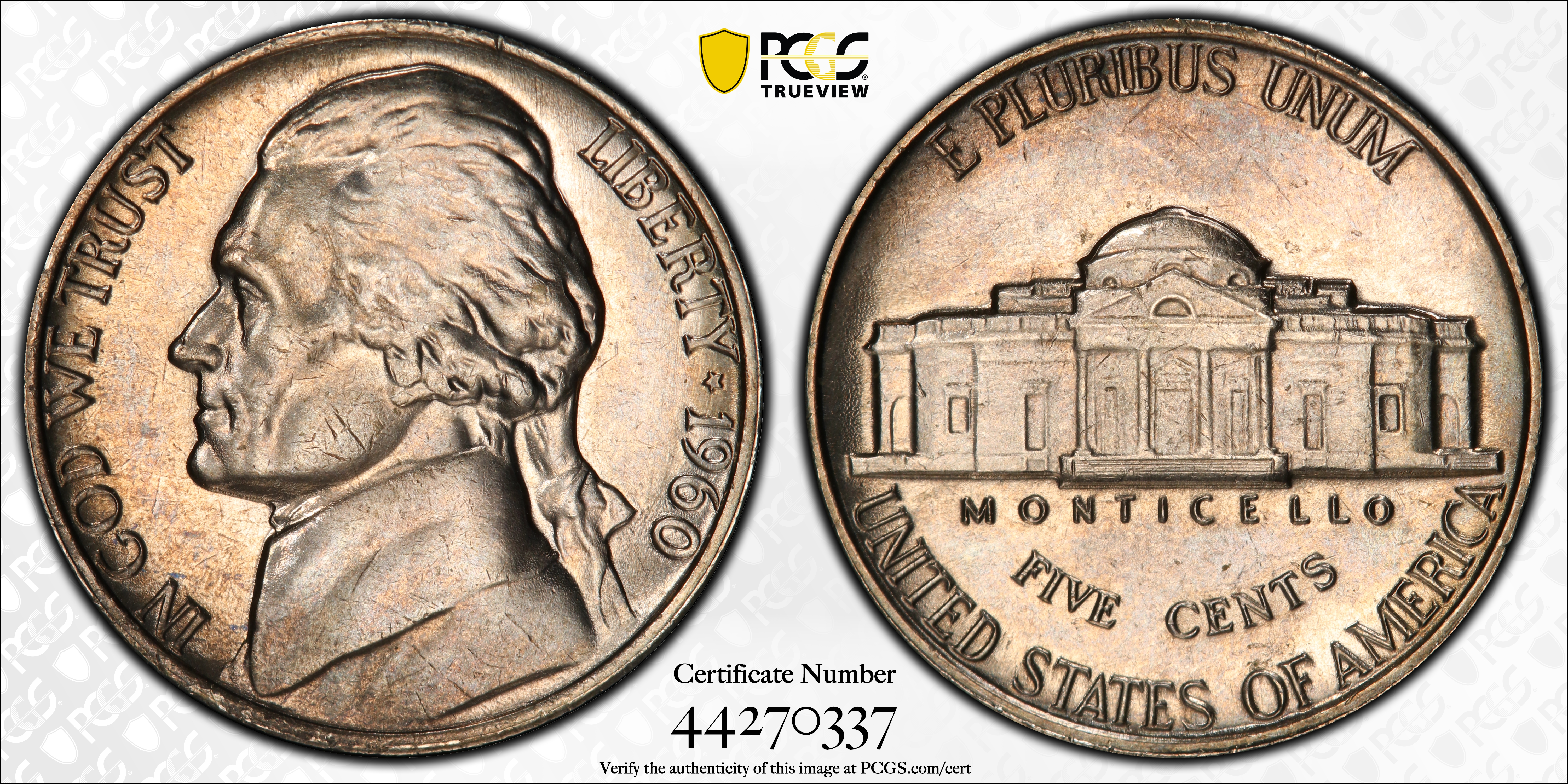 image for: 1960 Jefferson Nickel. MS-66 FS (PCGS).