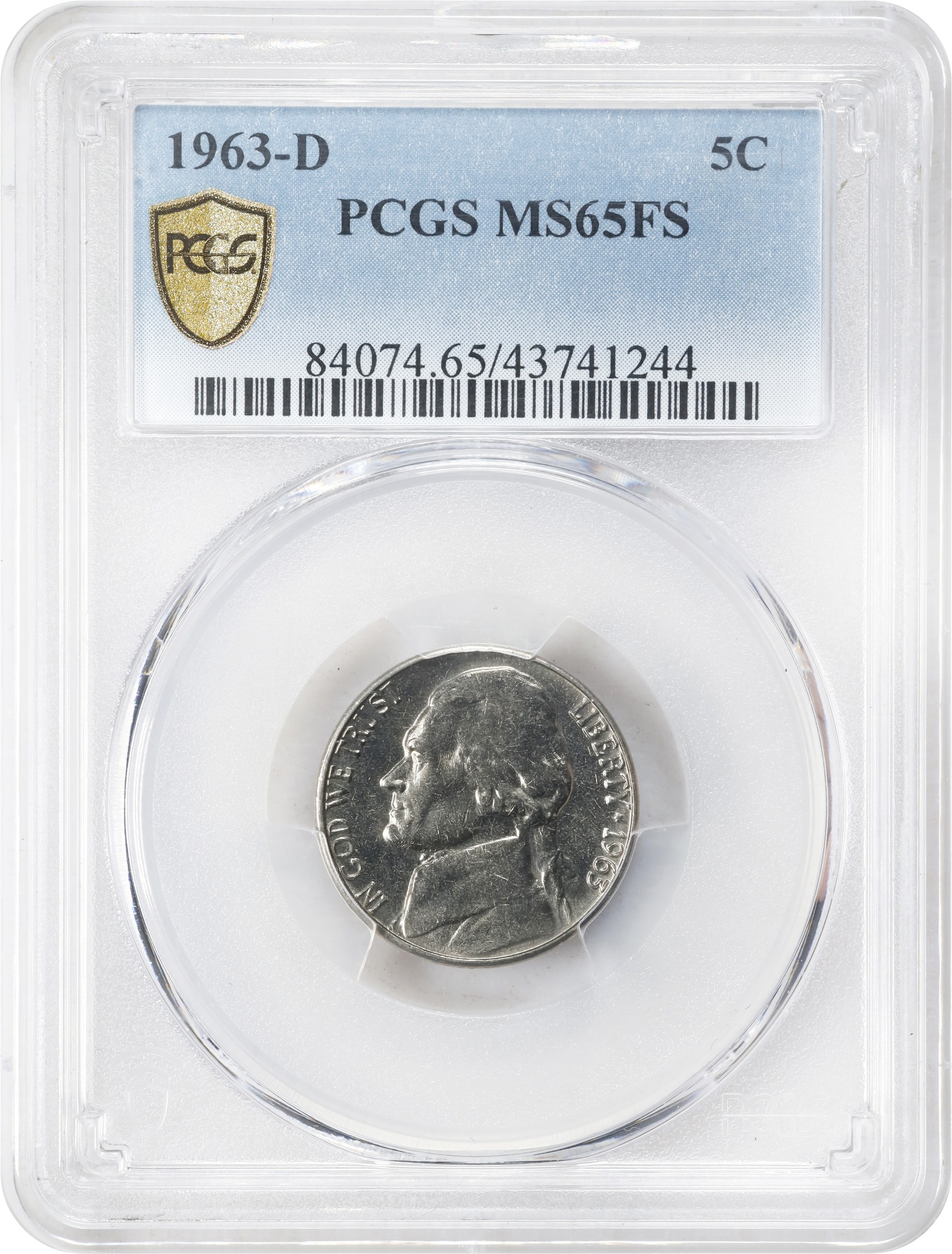 image for: 1963-D Jefferson Nickel. MS-65 FS (PCGS).