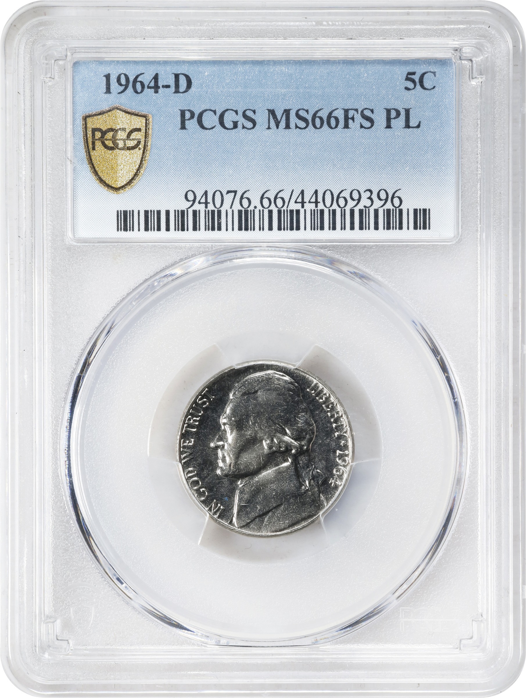 image for: 1964-D Jefferson Nickel. MS-66 FS PL (PCGS).