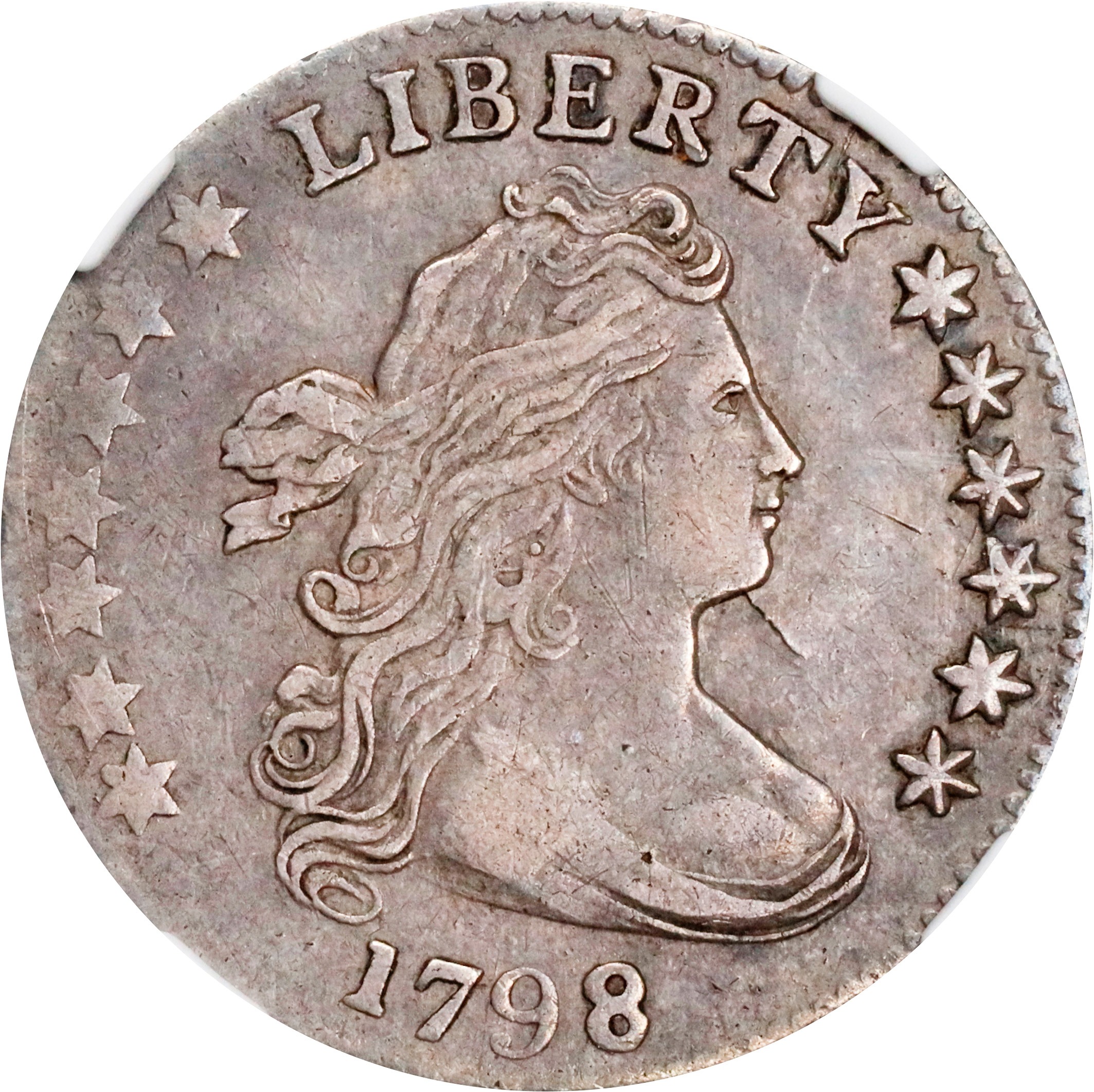 image for: 1798 Draped Bust Dime. JR-4. Rarity-3. Large 8. EF-40 (NGC). CAC.