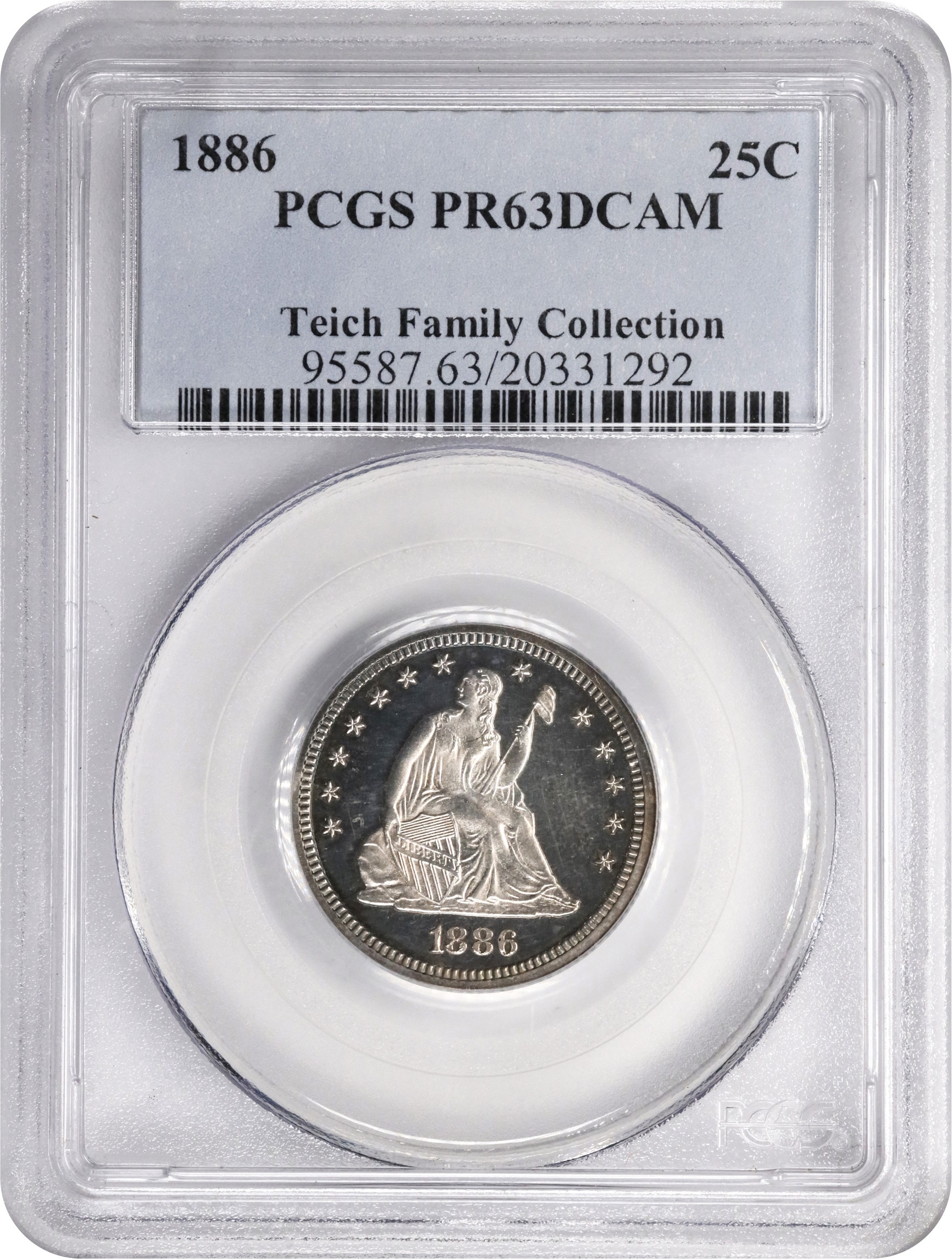 image for: 1886 Liberty Seated Quarter. Proof-63 Deep Cameo (PCGS).