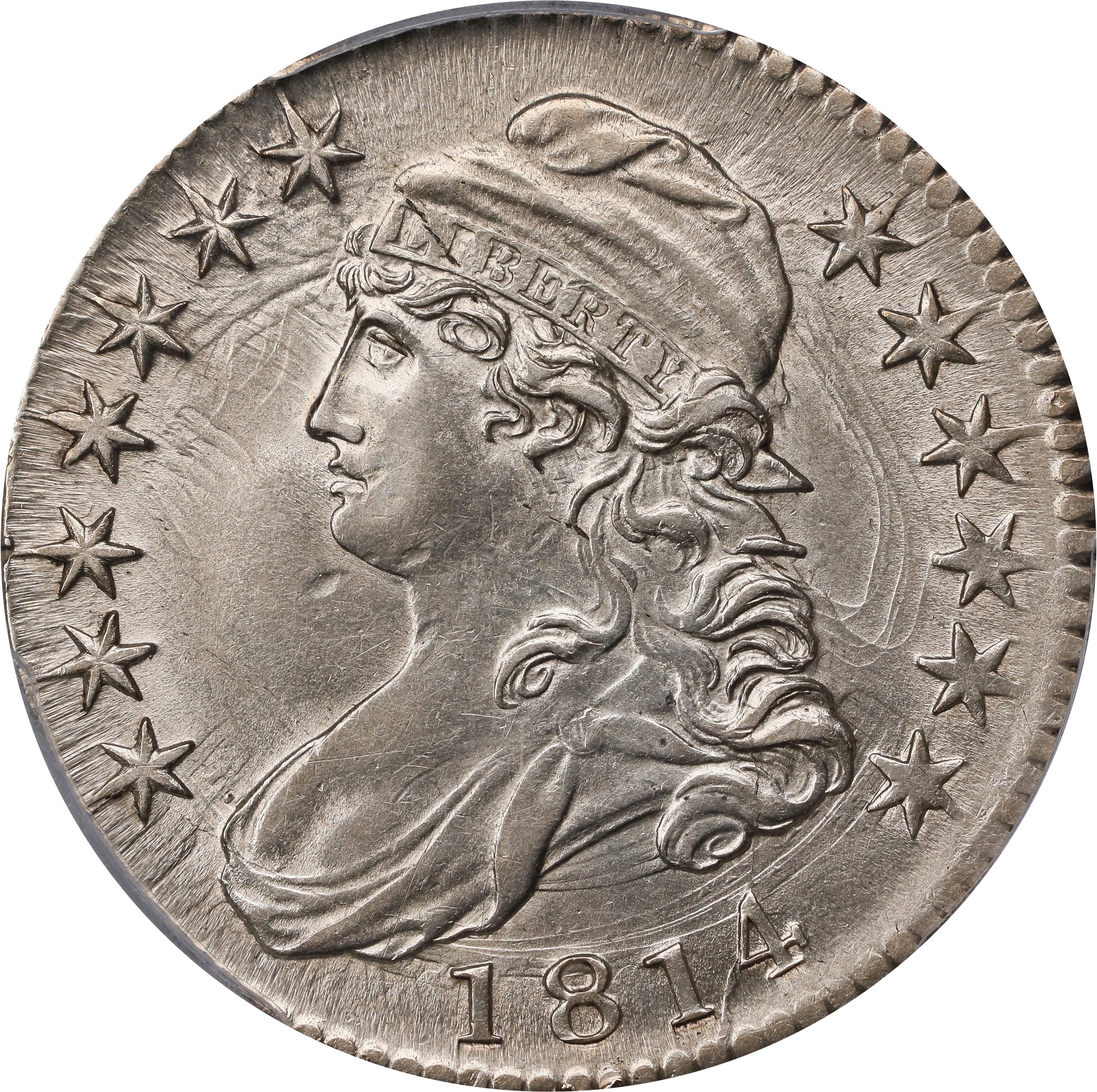 image for: 1814 Capped Bust Half Dollar. O-108a. Rarity-1. E/A in STATES. AU-58 (PCGS).
