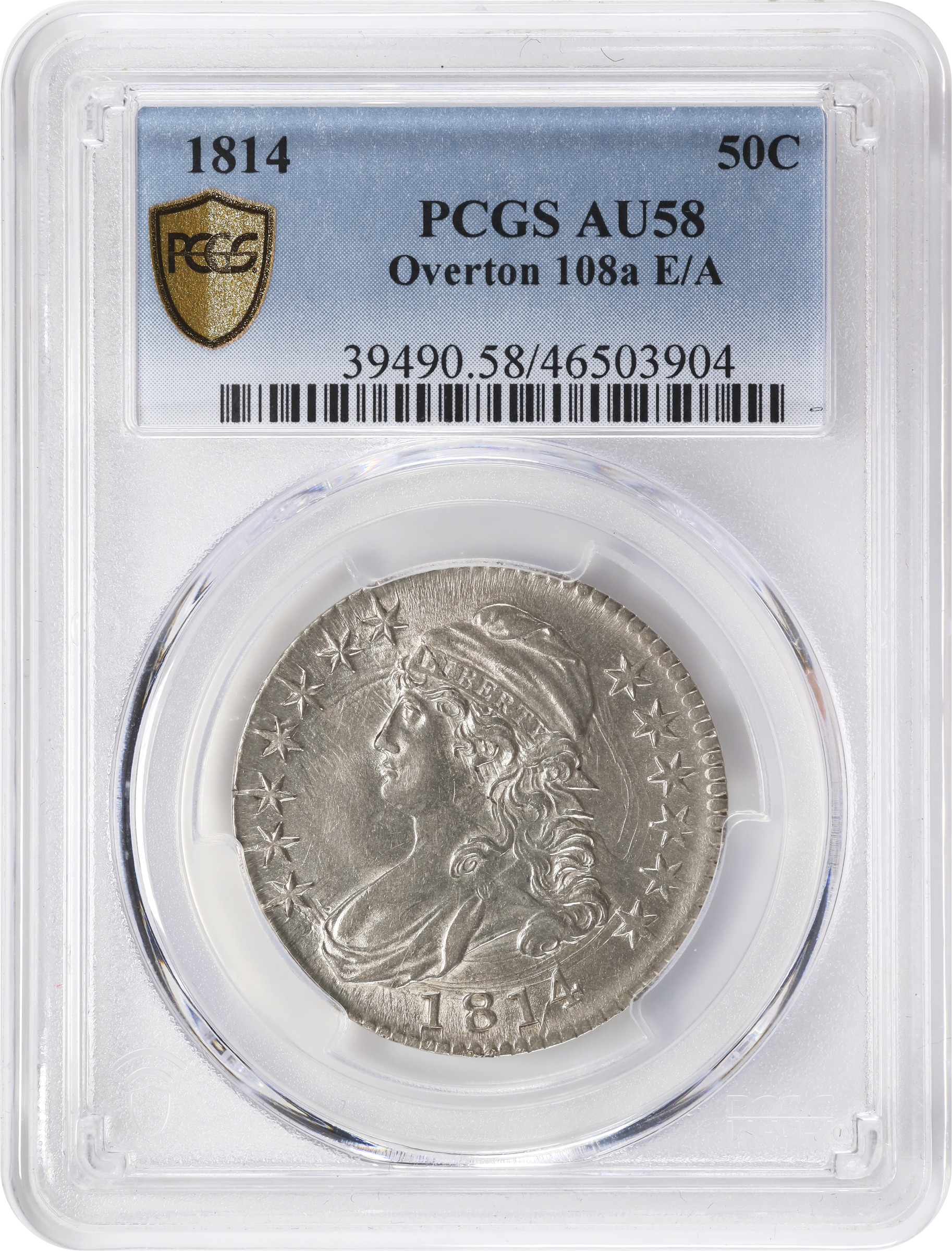 image for: 1814 Capped Bust Half Dollar. O-108a. Rarity-1. E/A in STATES. AU-58 (PCGS).
