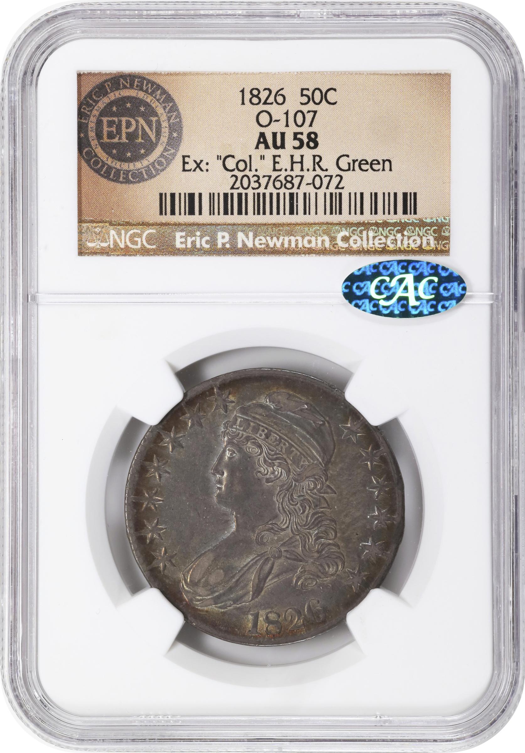 image for: 1826 Capped Bust Half Dollar. O-107. Rarity-3. AU-58 (NGC). CAC.