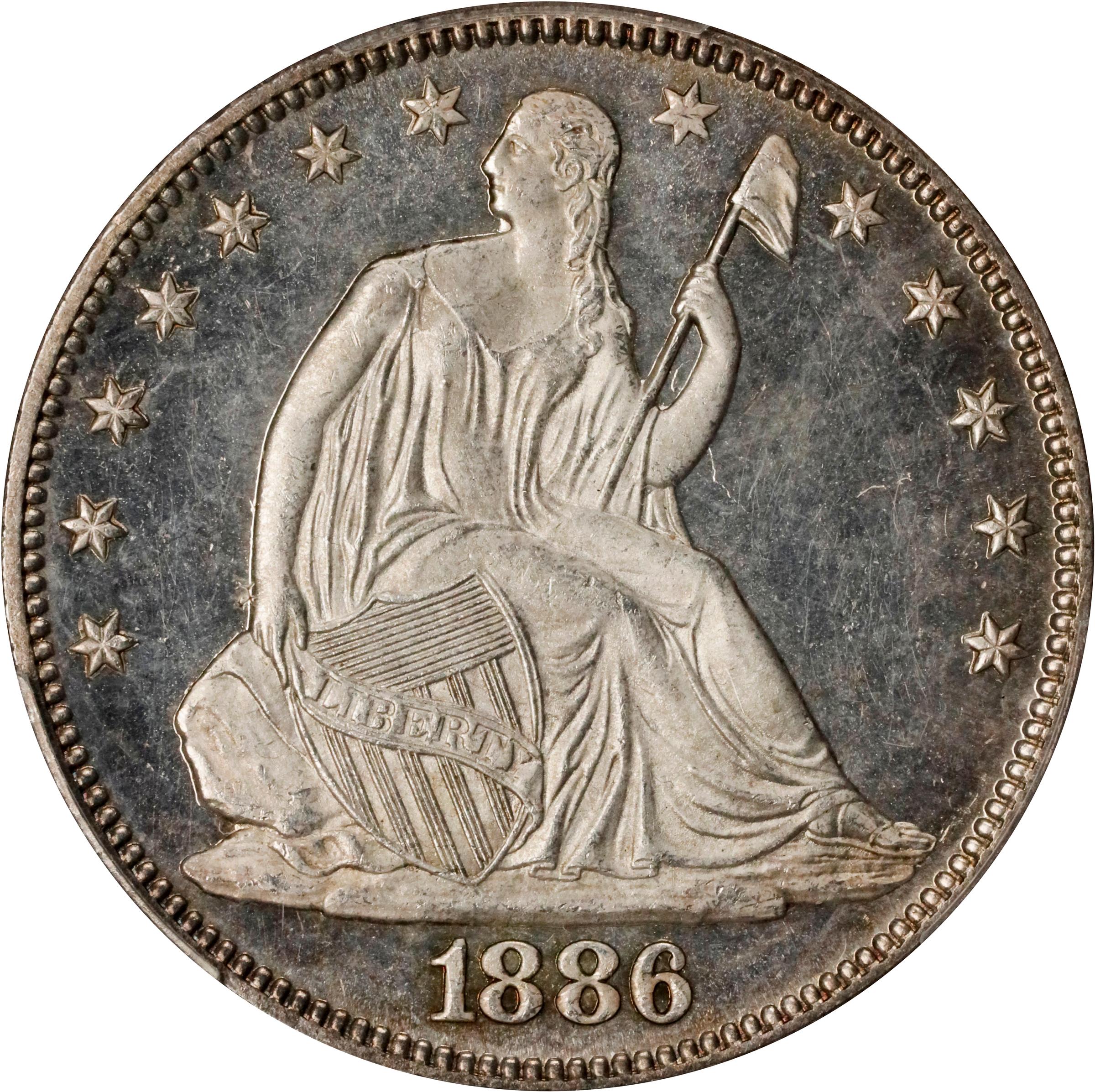 image for: 1886 Liberty Seated Half Dollar. WB-101. MS-65 PL (PCGS). CAC. CMQ-X.