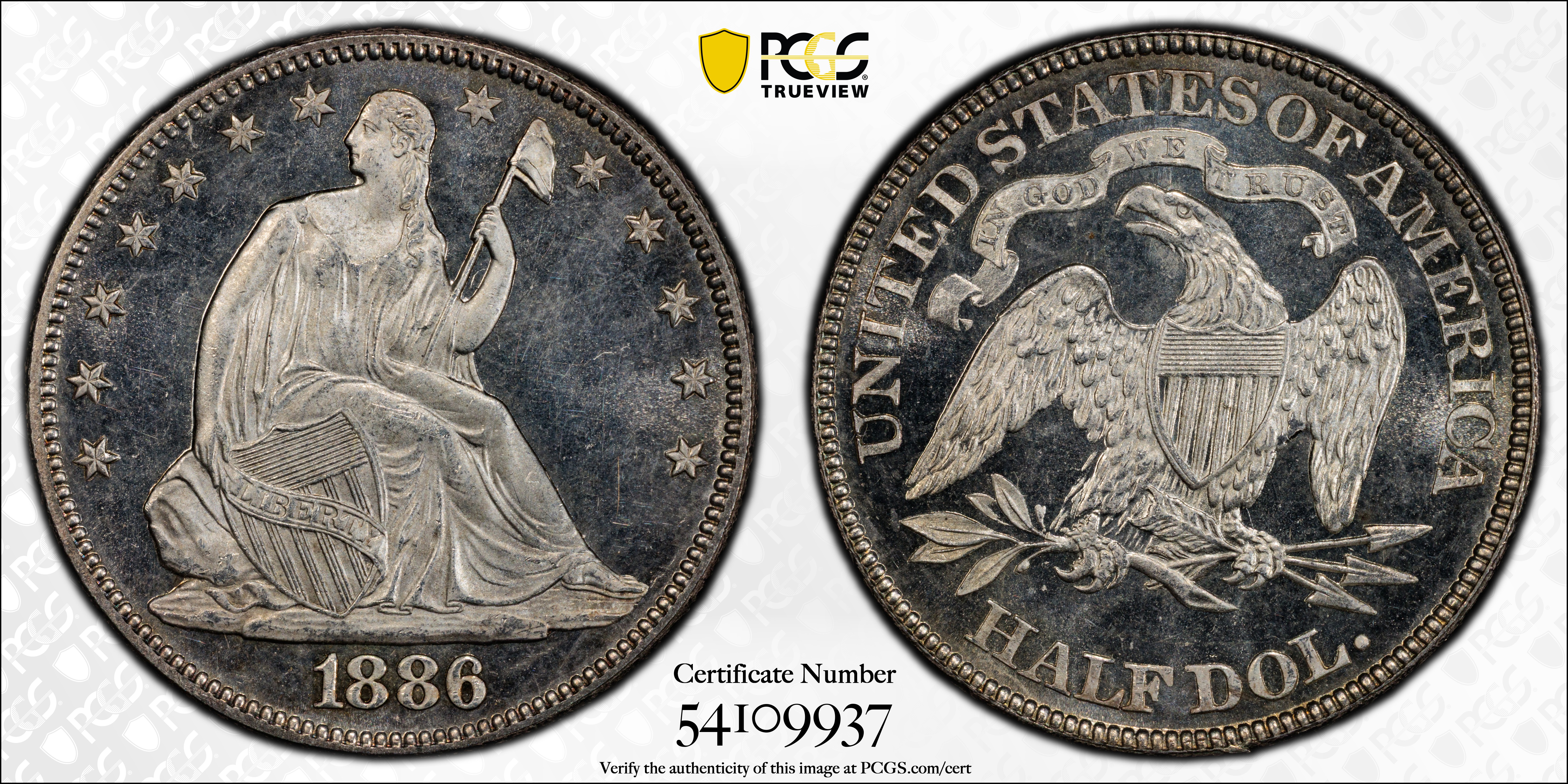 image for: 1886 Liberty Seated Half Dollar. WB-101. MS-65 PL (PCGS). CAC. CMQ-X.