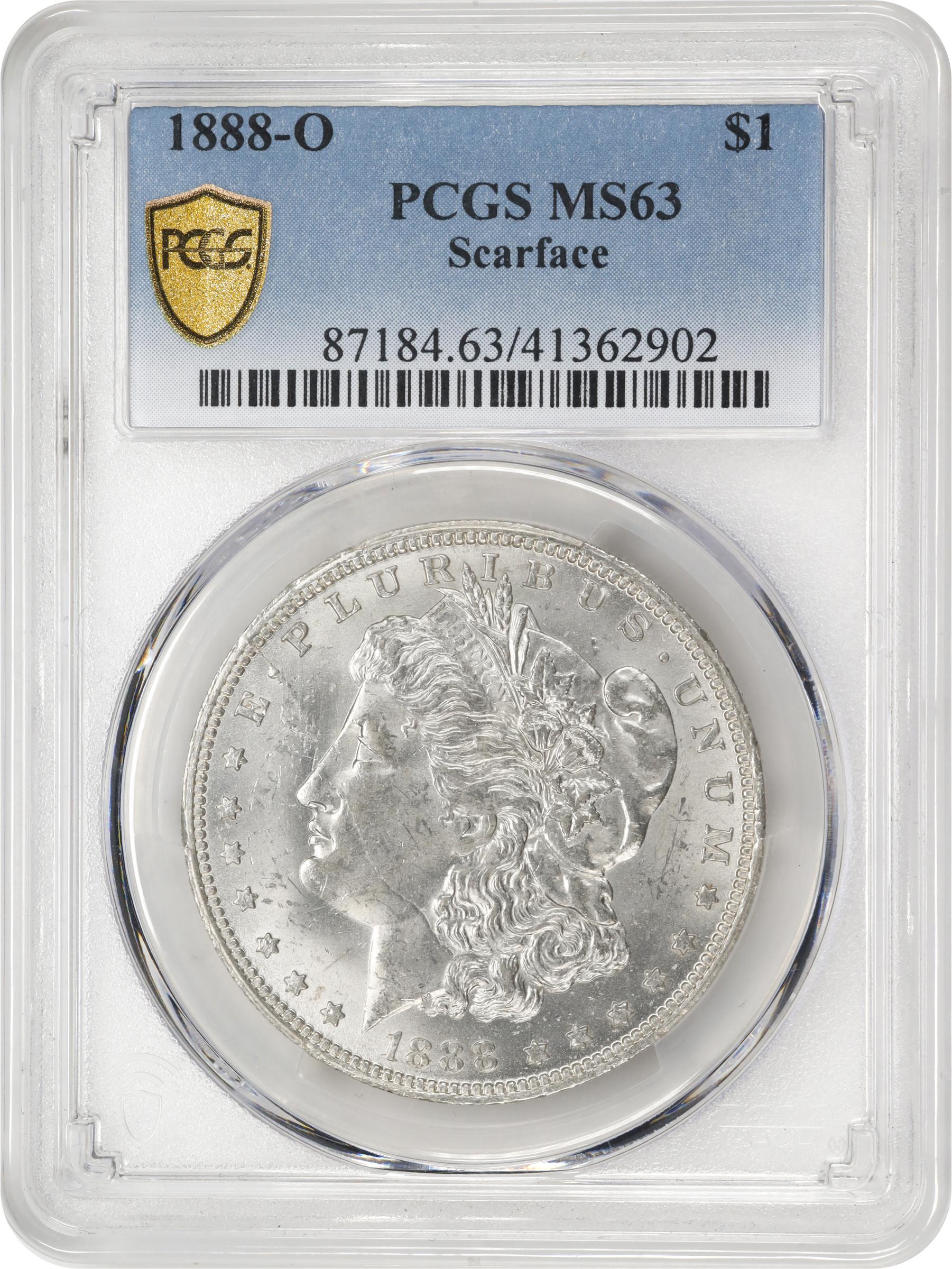 image for: 1888-O Morgan Silver Dollar. VAM-1B. Top 100 Variety. Scarface. MS-63 (PCGS).