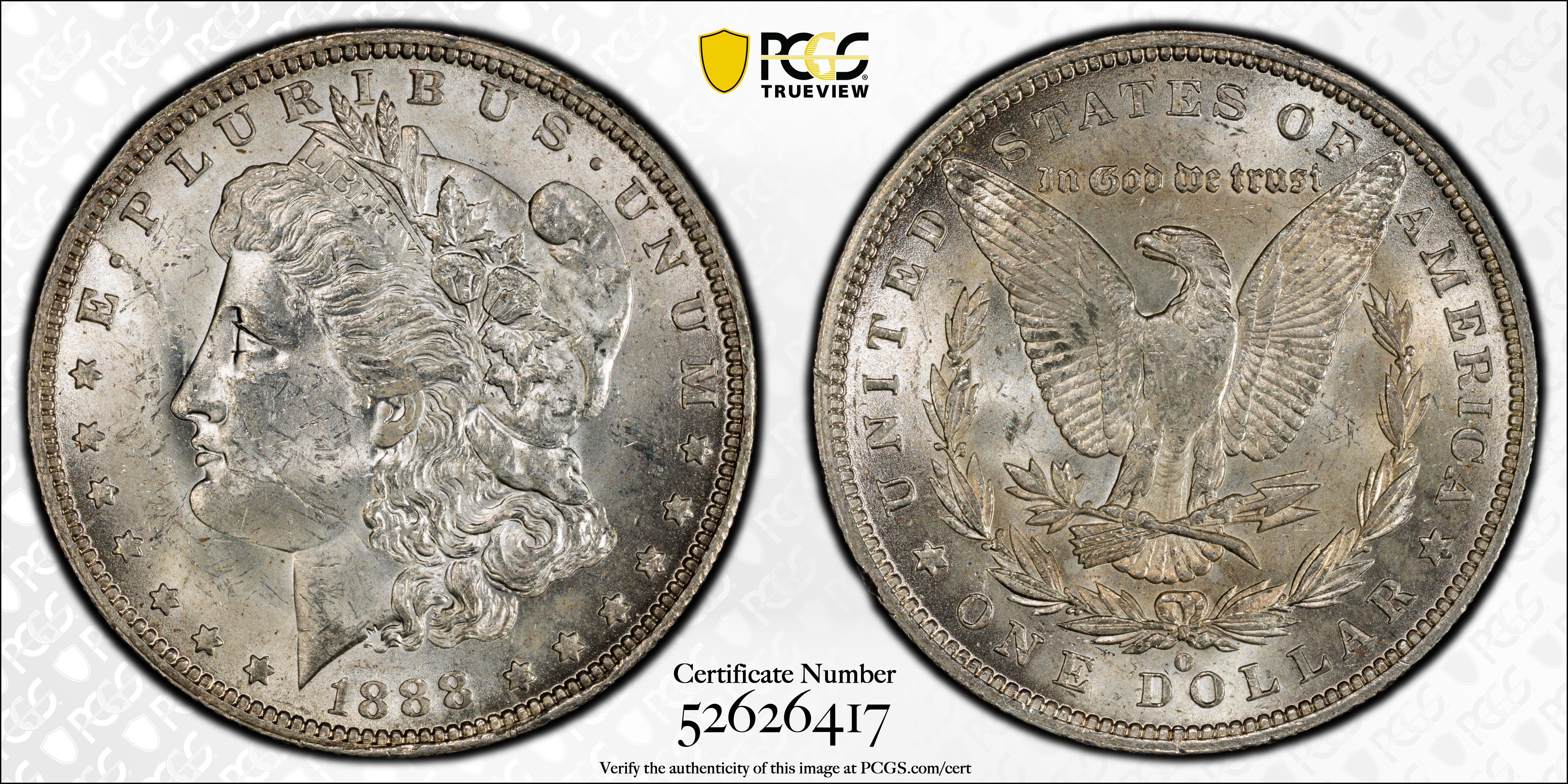 image for: 1888-O Morgan Silver Dollar. VAM-1B. Top 100 Variety. Scarface. MS-62+ (PCGS). CAC.