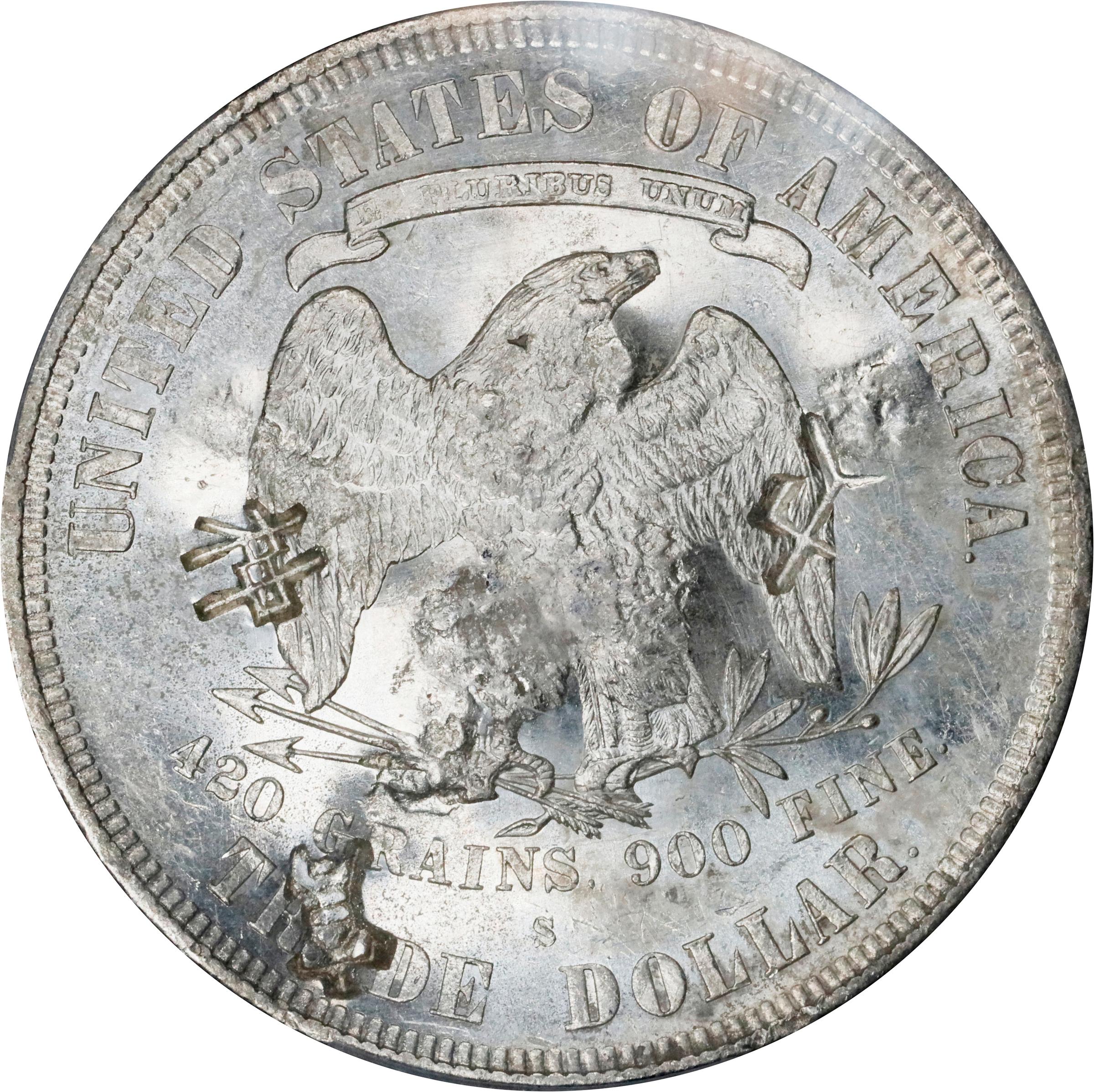 image for: 1877-S Trade Dollar. Chop Mark. MS-62 (PCGS).