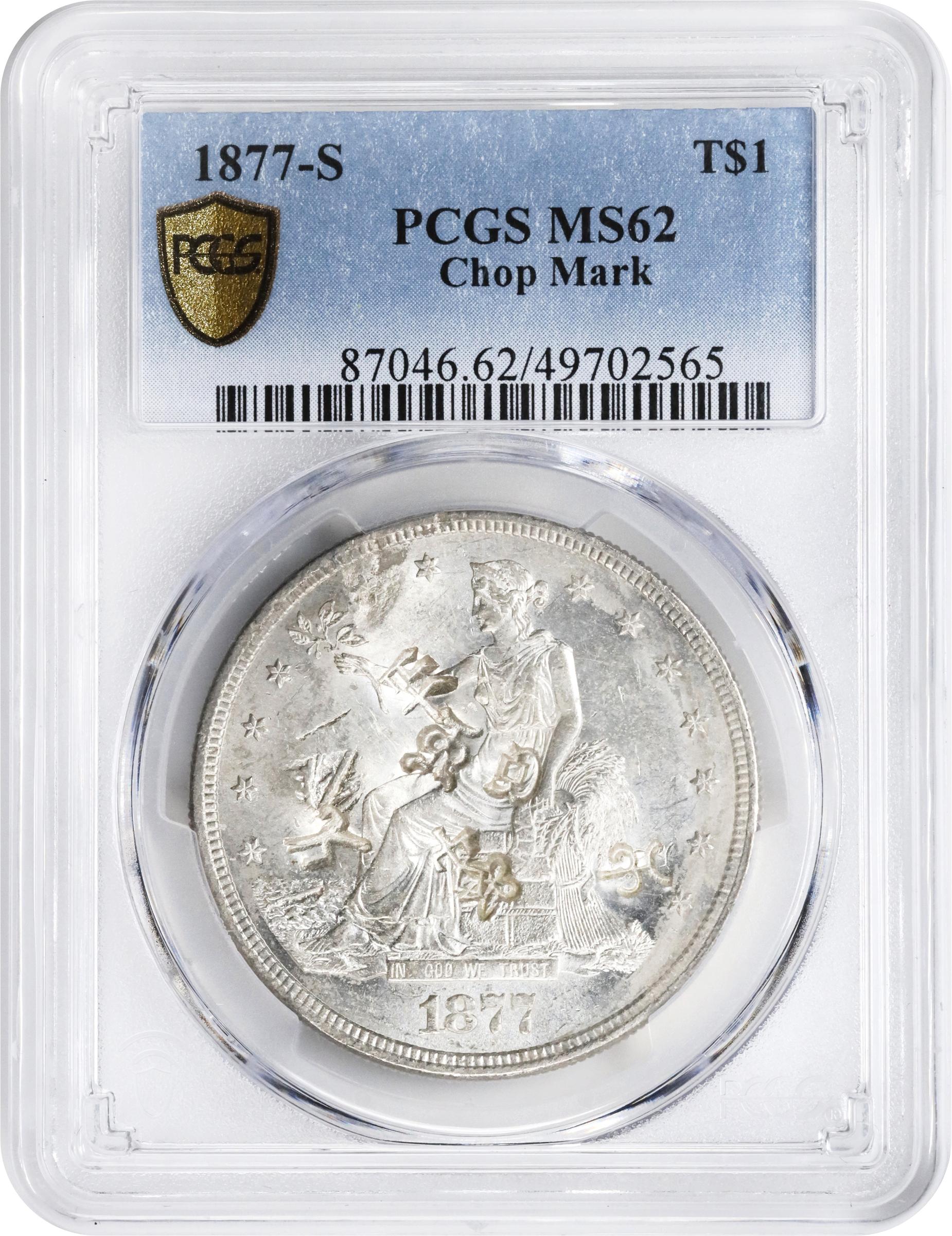 image for: 1877-S Trade Dollar. Chop Mark. MS-62 (PCGS).