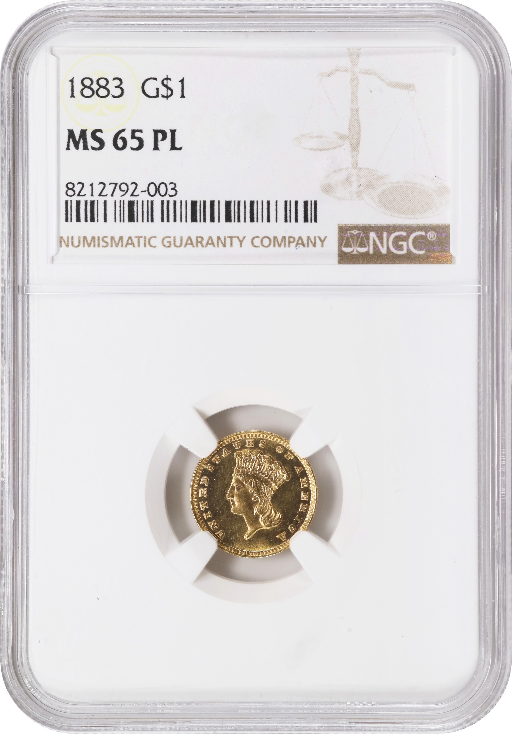 image for: 1883 Gold Dollar. MS-65 PL (NGC).