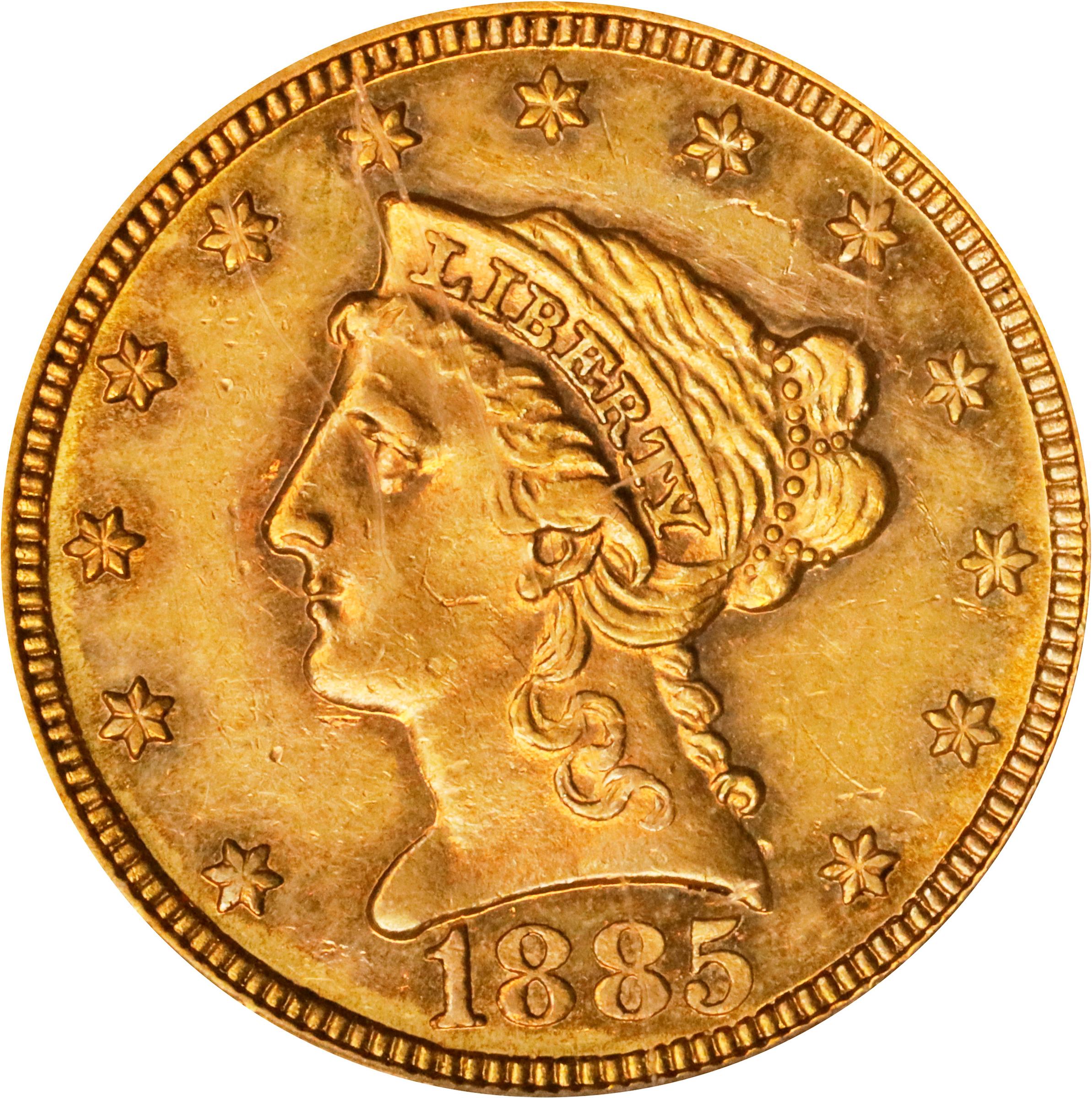 image for: 1885 Liberty Head Quarter Eagle. AU-53 (PCGS). OGH.