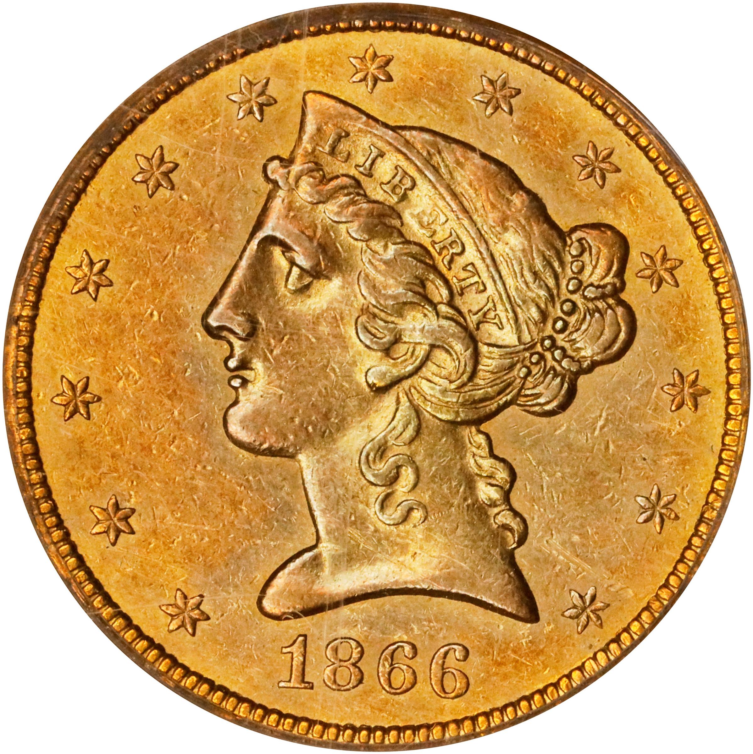 image for: 1866-S Liberty Head Half Eagle. Motto. EF-45 (PCGS). OGH.