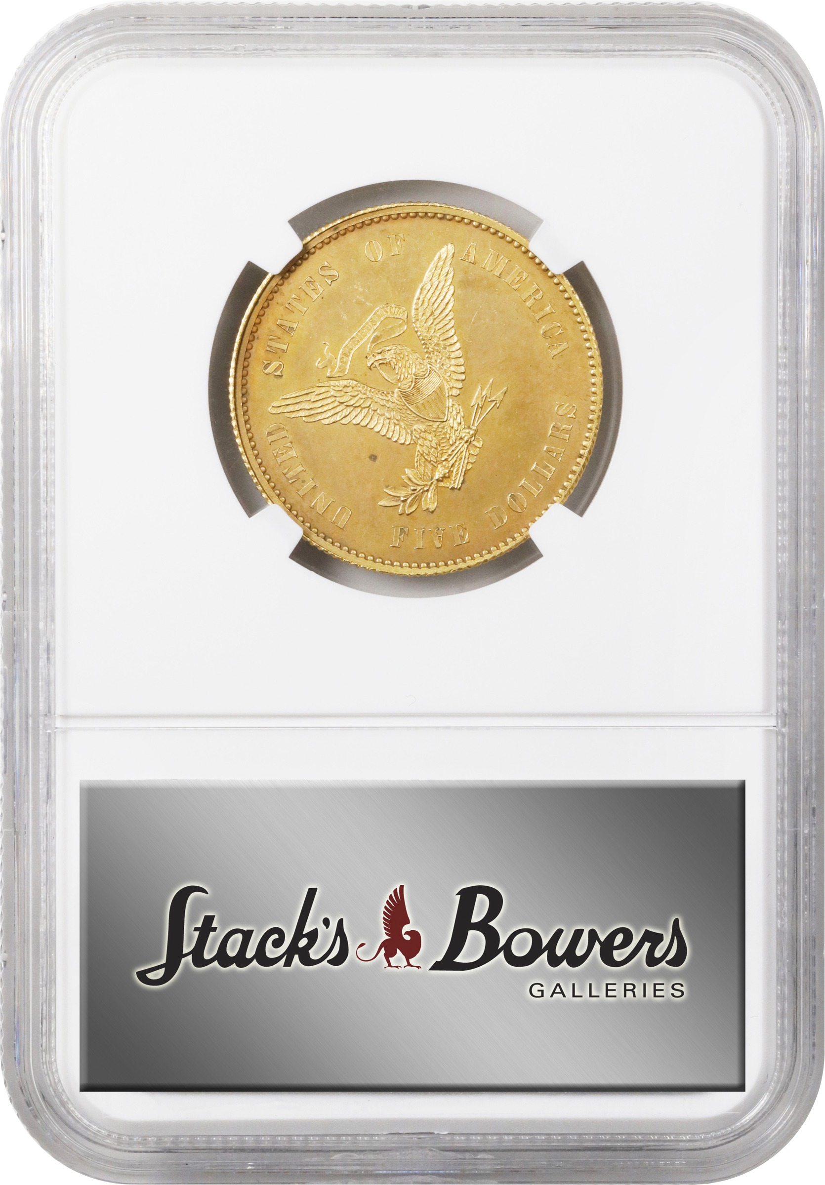 image for: 1861 Pattern Half Eagle. Judd-283 Gilt, Pollock-336. Rarity-7-. Copper, Gilt. Reeded Edge. Thick Planchet. Proof-62 (NGC).