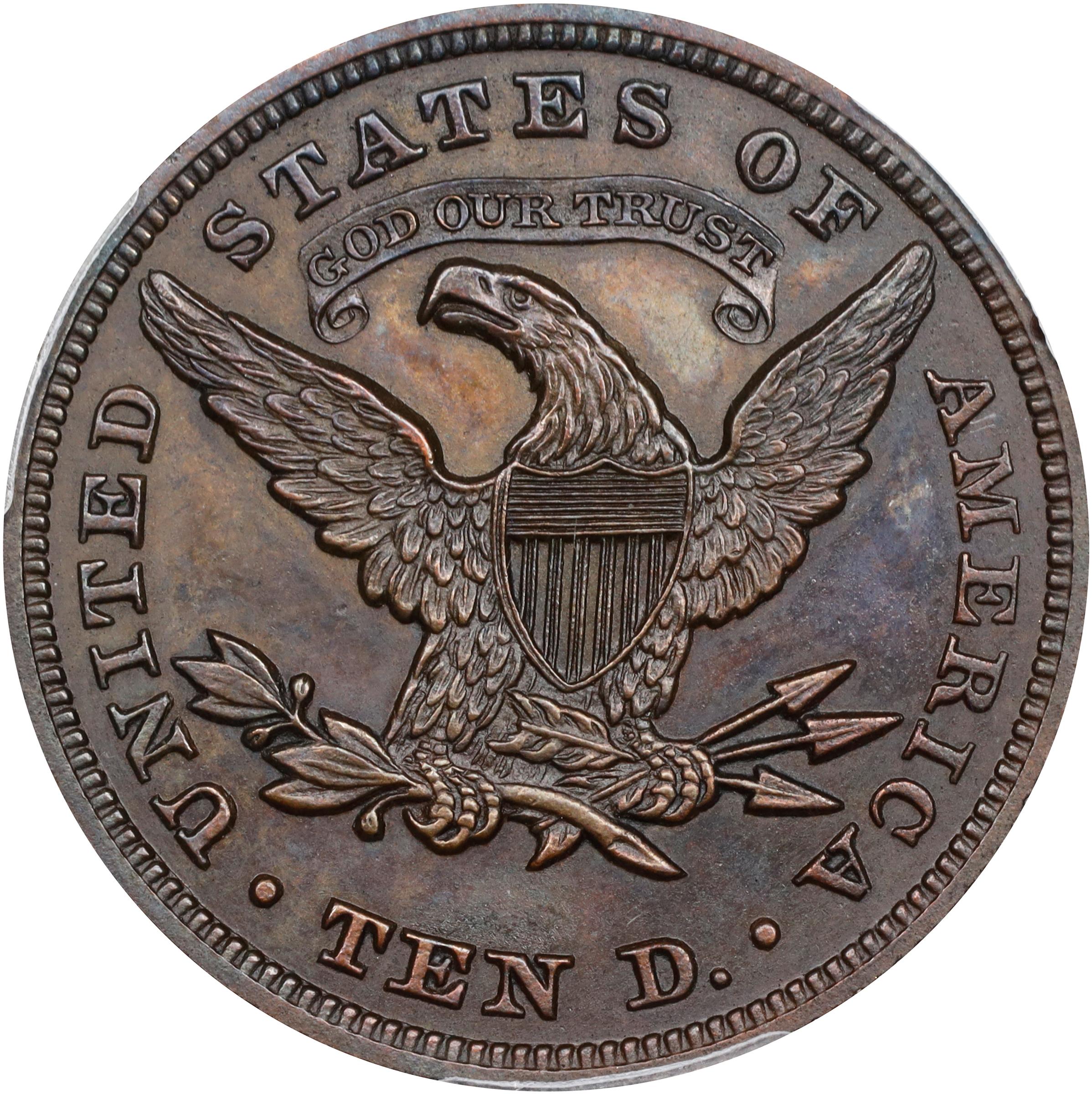image for: 1861 Pattern Liberty Head Eagle. Judd-285, Pollock-340. Rarity-6+. Copper. Reeded Edge. Proof-63 BN (PCGS).