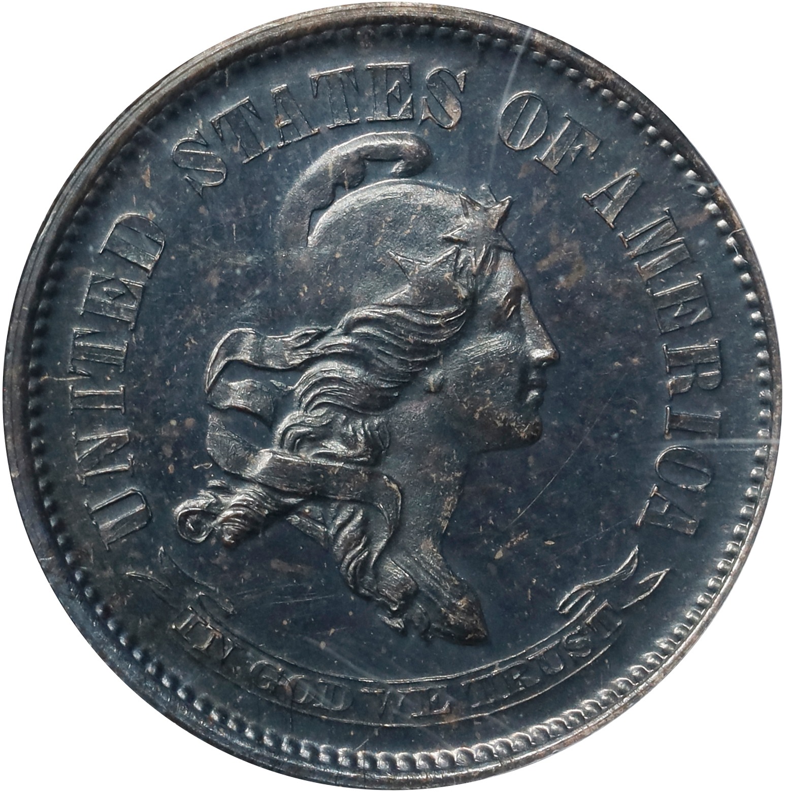 image for: 1870 Pattern Dime. Judd-837, Pollock-928. Rarity-5. Silver. Reeded Edge. Proof-63 (PCGS). CAC. OGH.