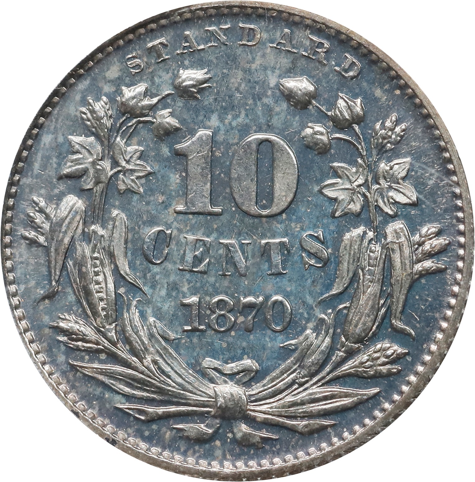 image for: 1870 Pattern Dime. Judd-837, Pollock-928. Rarity-5. Silver. Reeded Edge. Proof-63 (PCGS). CAC. OGH.