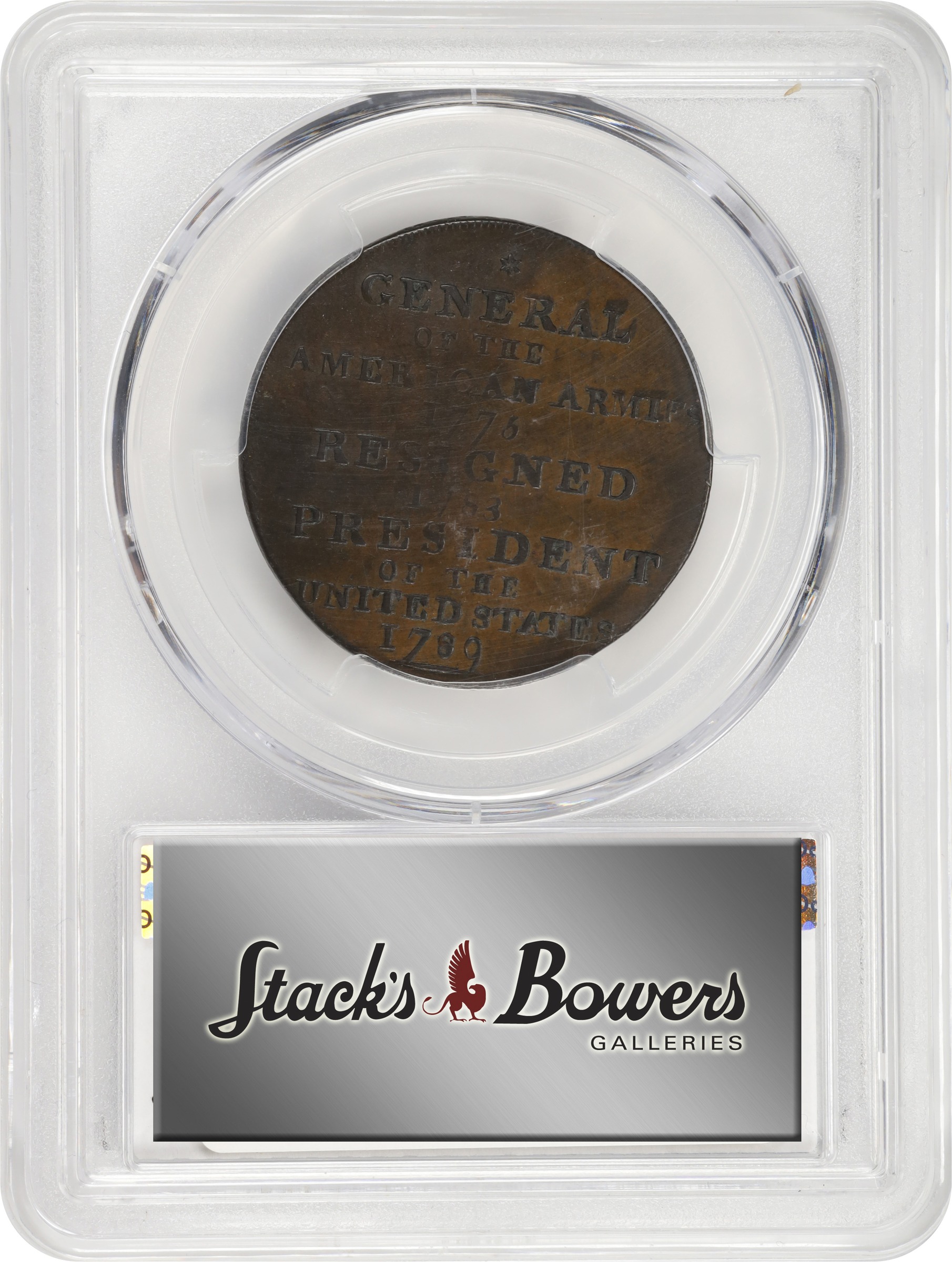 image for: "1789" (ca. 1792) Washington Born Virginia Copper. Legend Reverse. Musante GW-33, Baker-60, W-10730. Second Reverse. Copper. Plain Edge. EF-40 (PCGS).