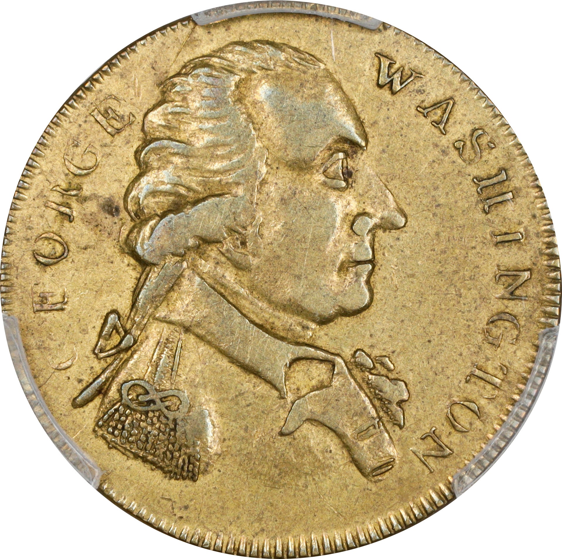 image for: Undated (ca. 1793) Washington Success Token. Small Size. Musante GW-44, Baker-267, W-10877. Brass. Plain Edge. AU-55 (PCGS).