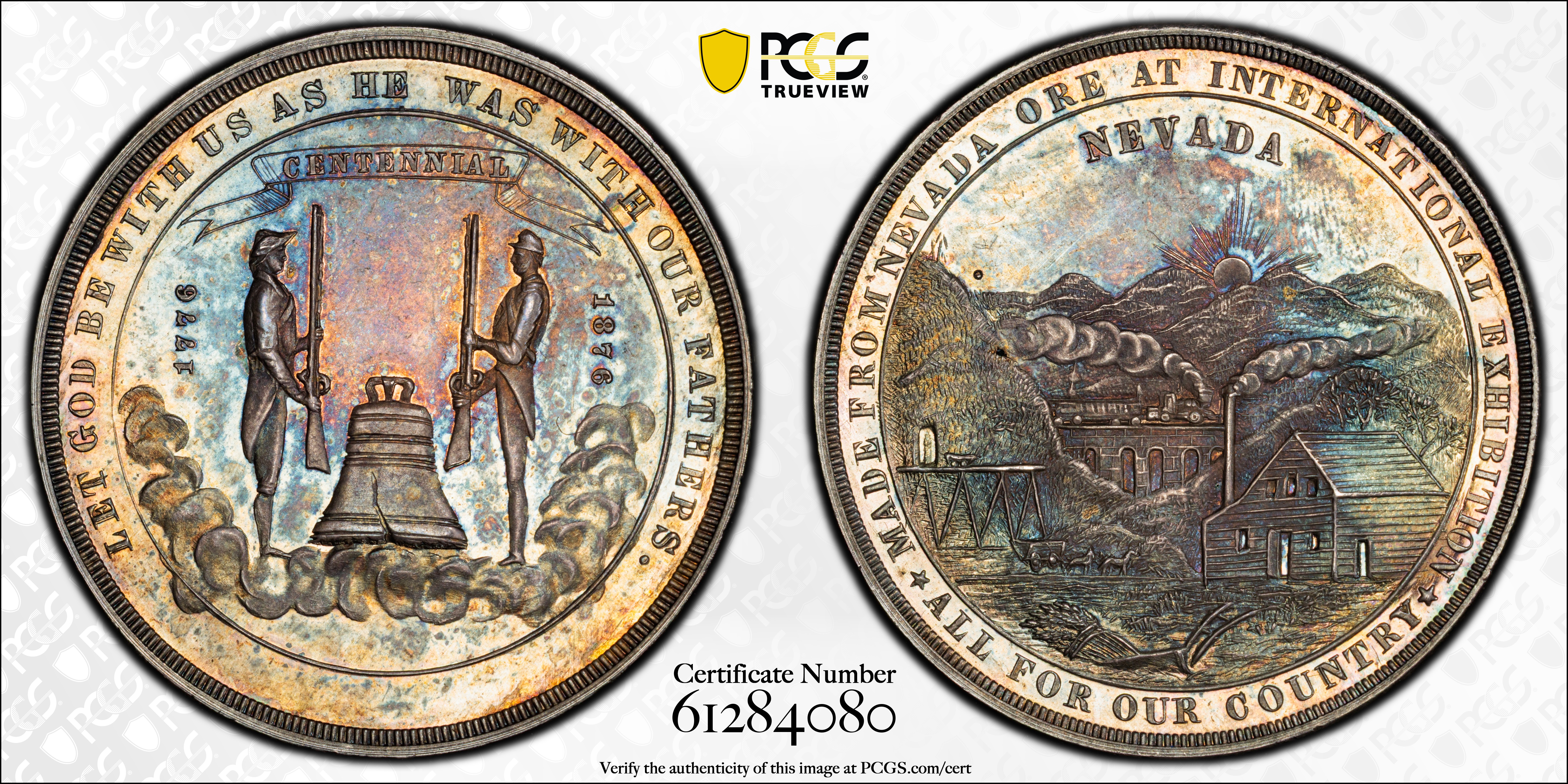 image for: 1876 Nevada Dollar. HK-19, Julian CM-36. Rarity-5. Silver. MS-65 (PCGS).