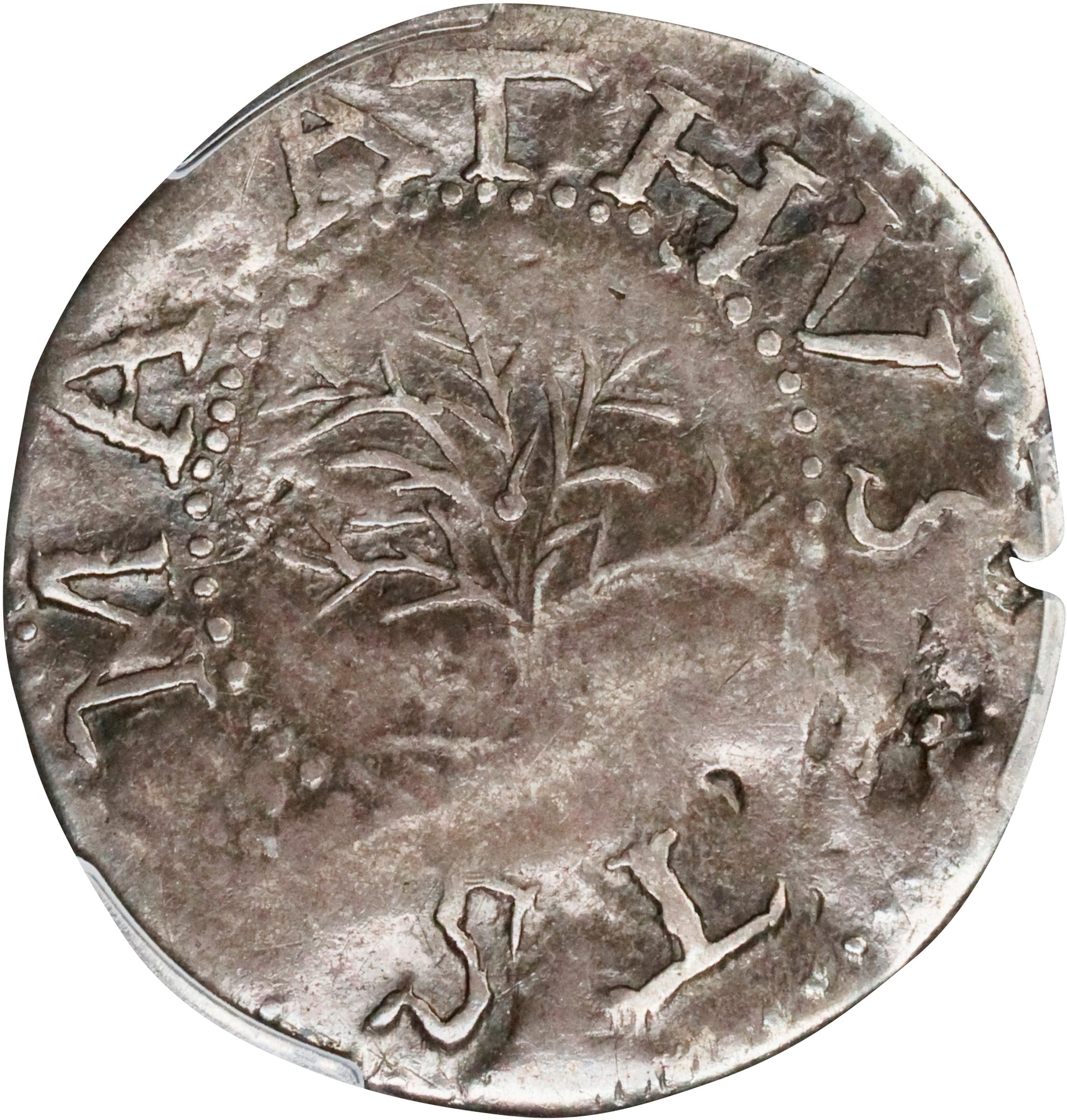 image for: 1652 Oak Tree Sixpence. Noe-16, Salmon 1-A, W-360. Rarity-5. IN on Reverse. VF-30 (PCGS).