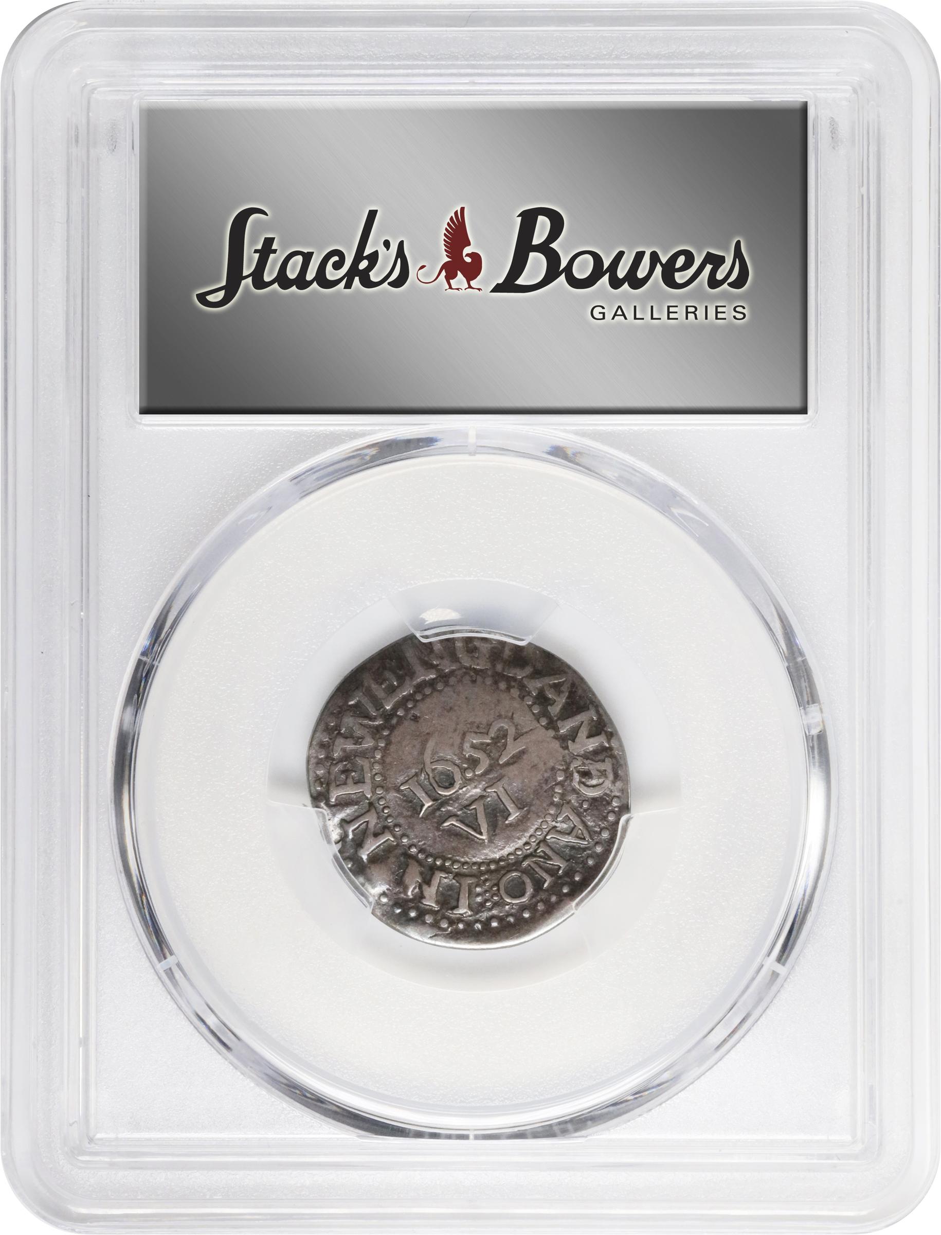 image for: 1652 Oak Tree Sixpence. Noe-16, Salmon 1-A, W-360. Rarity-5. IN on Reverse. VF-30 (PCGS).