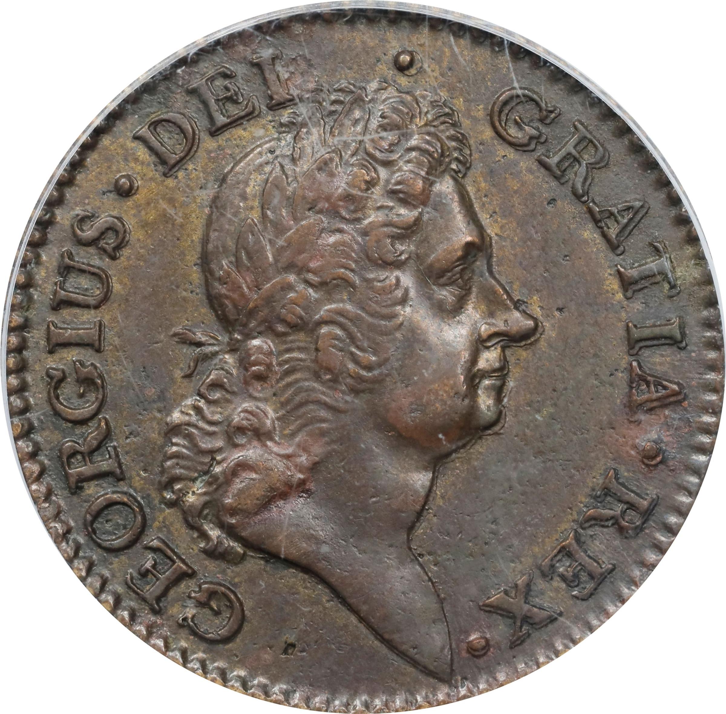 image for: 1722 Rosa Americana Penny. Martin 2.1-A.1, W-1256. Rarity-5. VTILE DVLCI. AU-55 (PCGS).