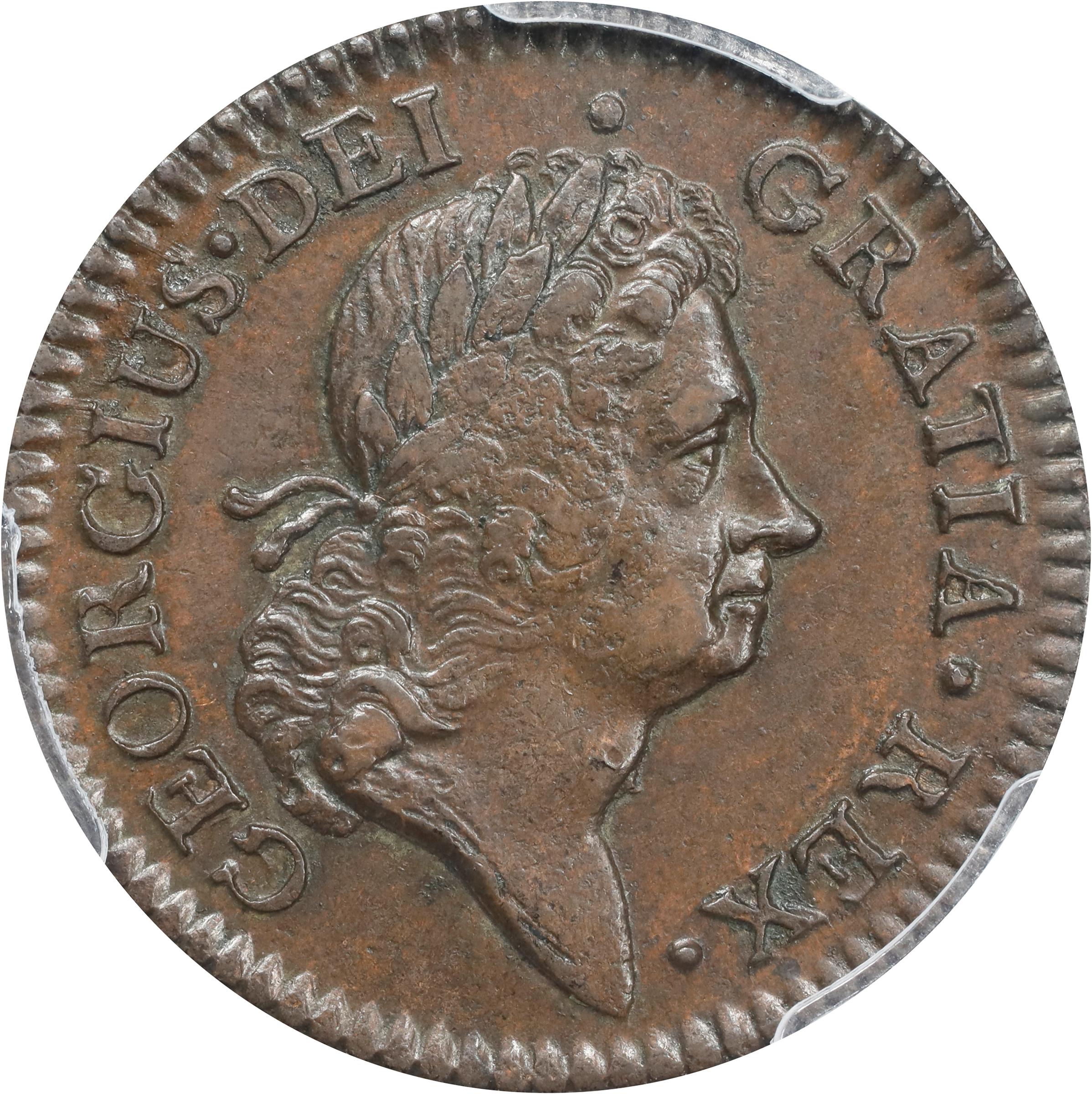 image for: 1723 Wood's Hibernia Halfpenny. Martin 4.60-Da.1, W-12850. Rarity-2. AU-55 (PCGS).