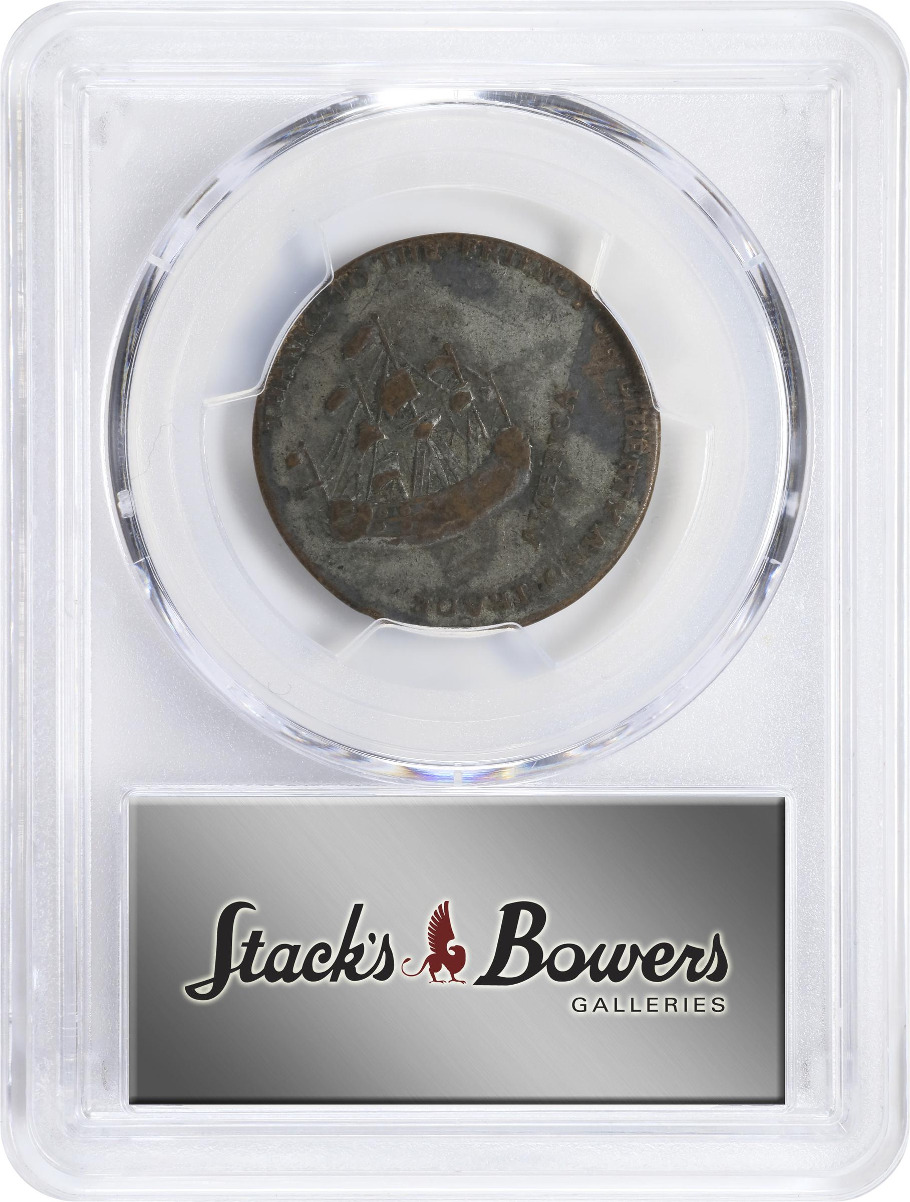 image for: 1766 Pitt Halfpenny Token. Betts-519, W-8350. Rarity-3. Copper, Tinned. VF-35 (PCGS).