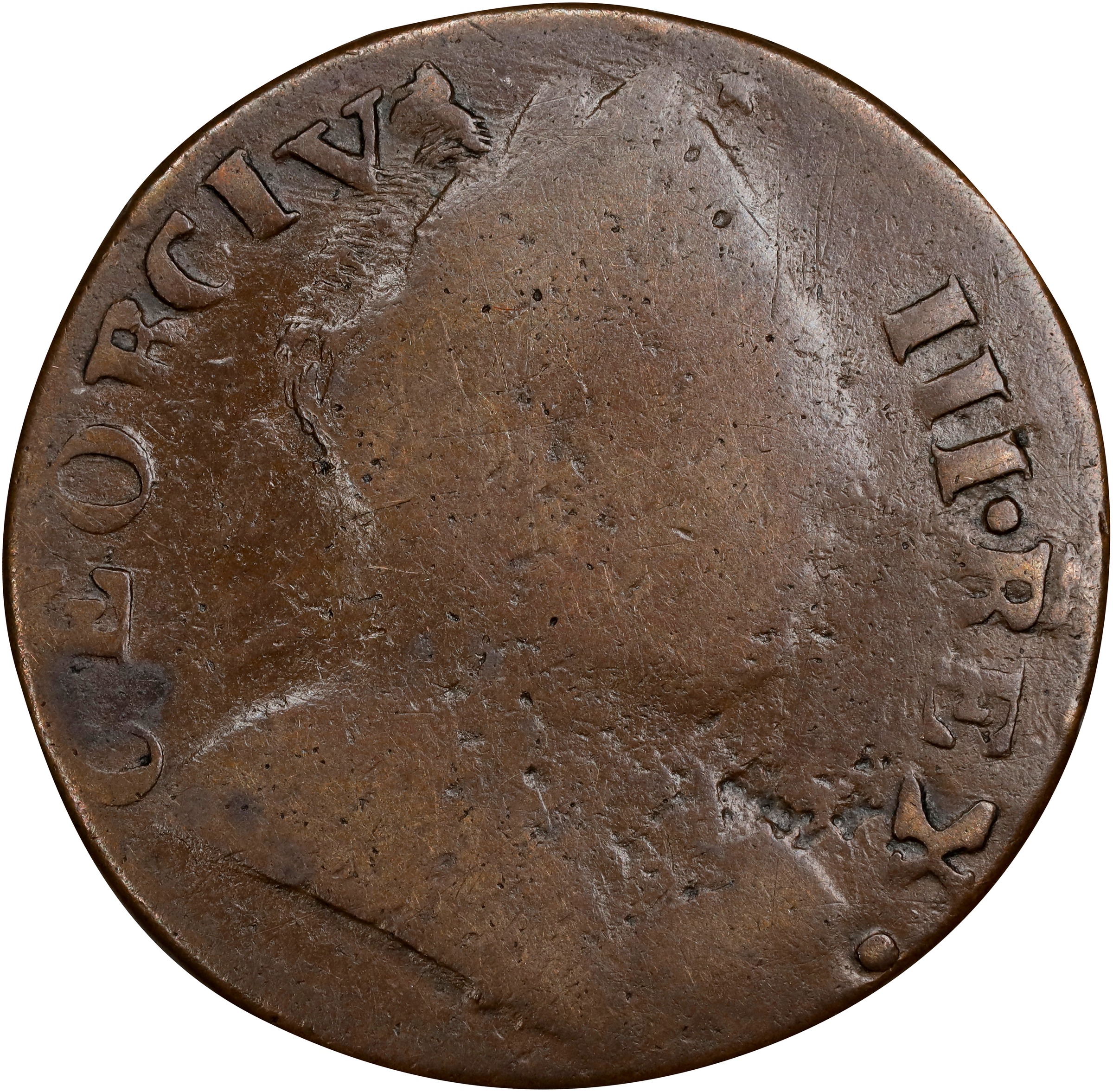 image for: 1785 George III / Immune Columbia Muling. Vlack 15-85NY, W-1995. Rarity-5+. Fine-12 (PCGS).