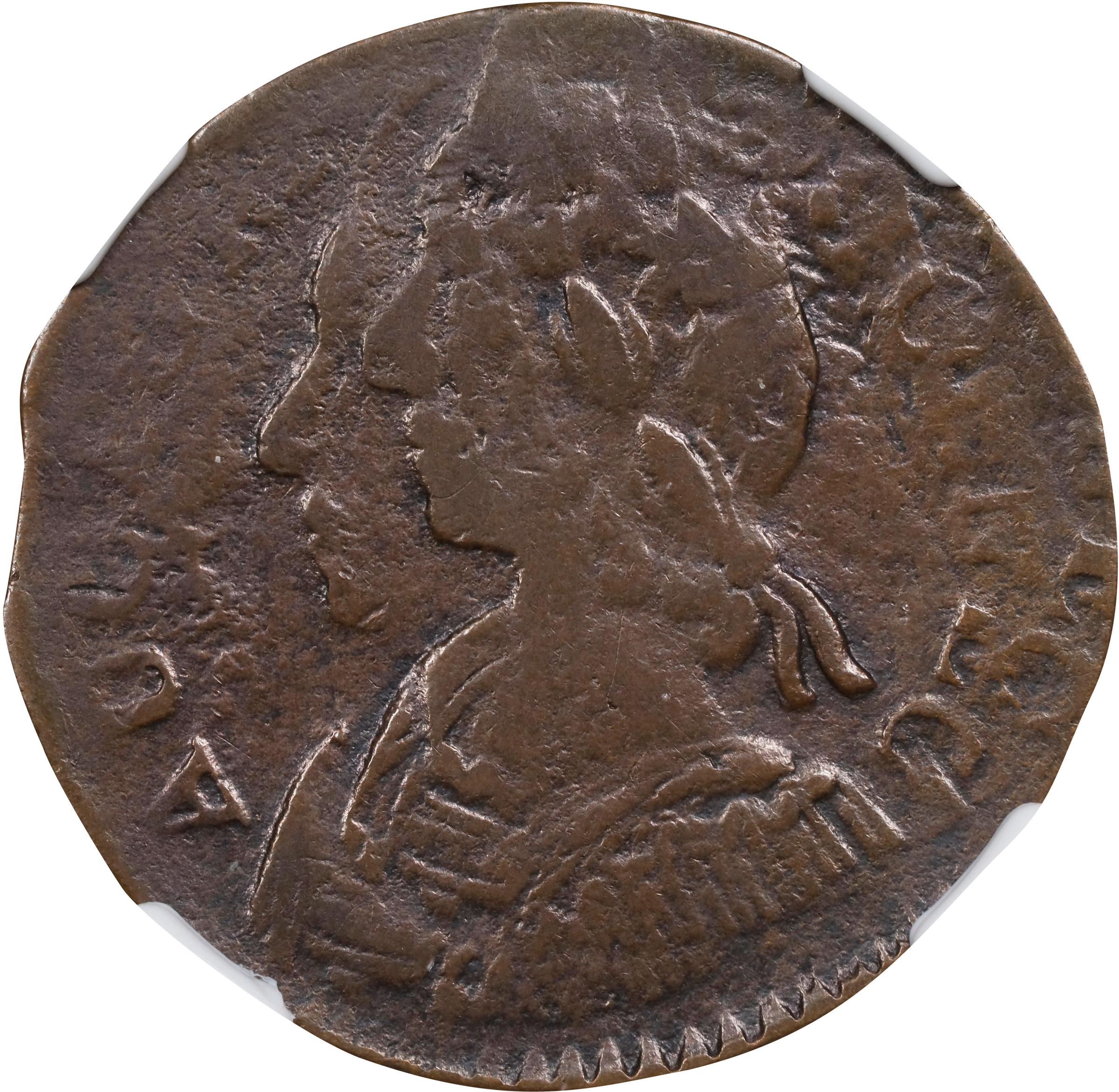 image for: 1787 Connecticut Copper. Miller 2-B, W-2755. Rarity-3. Mailed Bust Left. Double Struck. VF-30 BN (NGC).